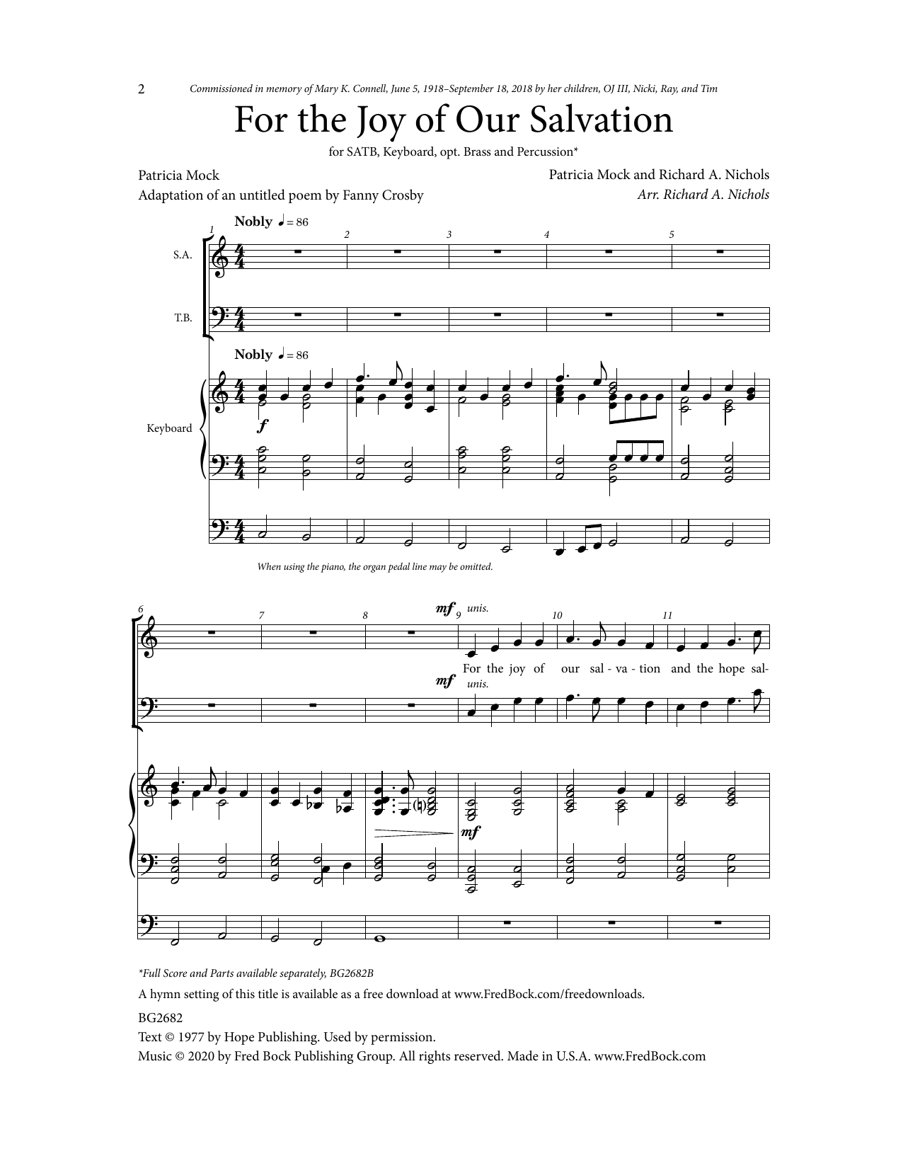 For The Joy Of Our Salvation (SATB Choir) von Richard A. Nichols