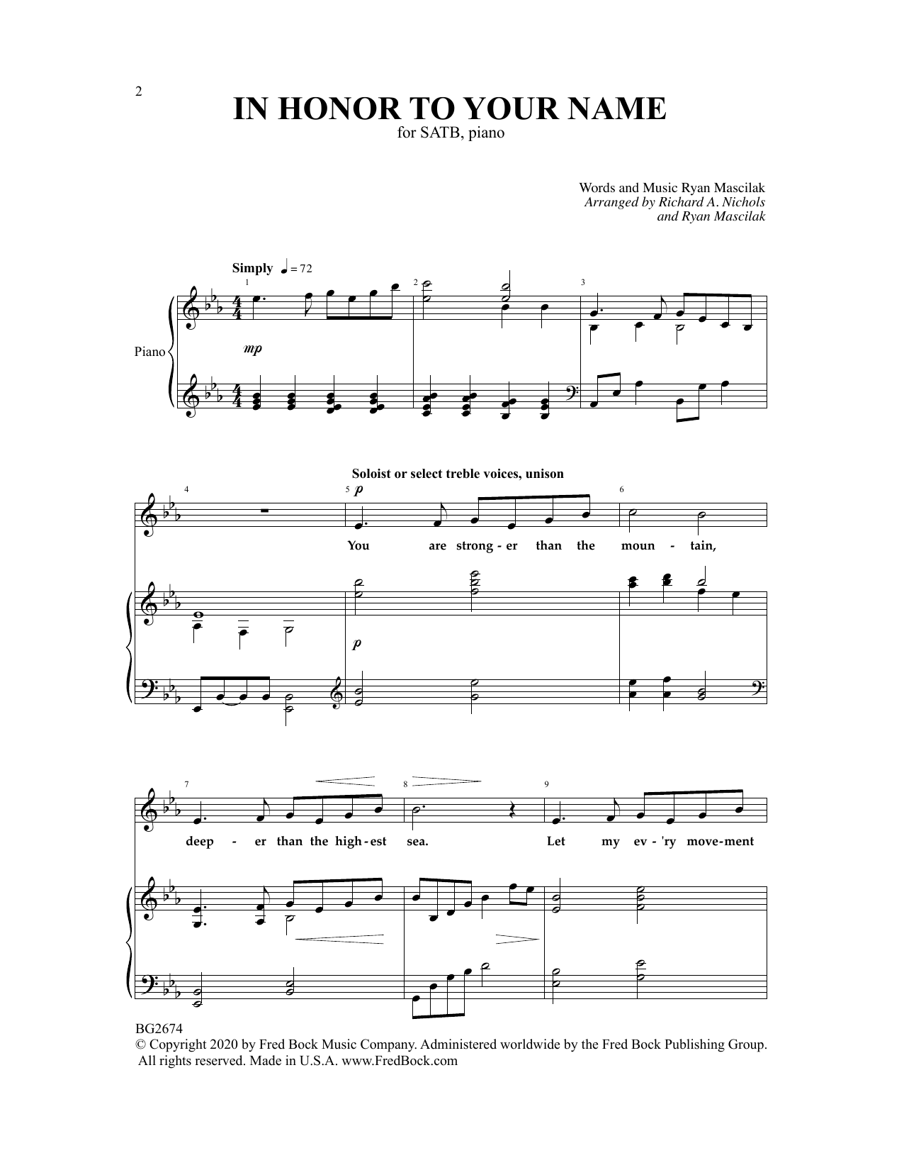 In Honor To Your Name (SATB Choir) von Ryan Mascilak