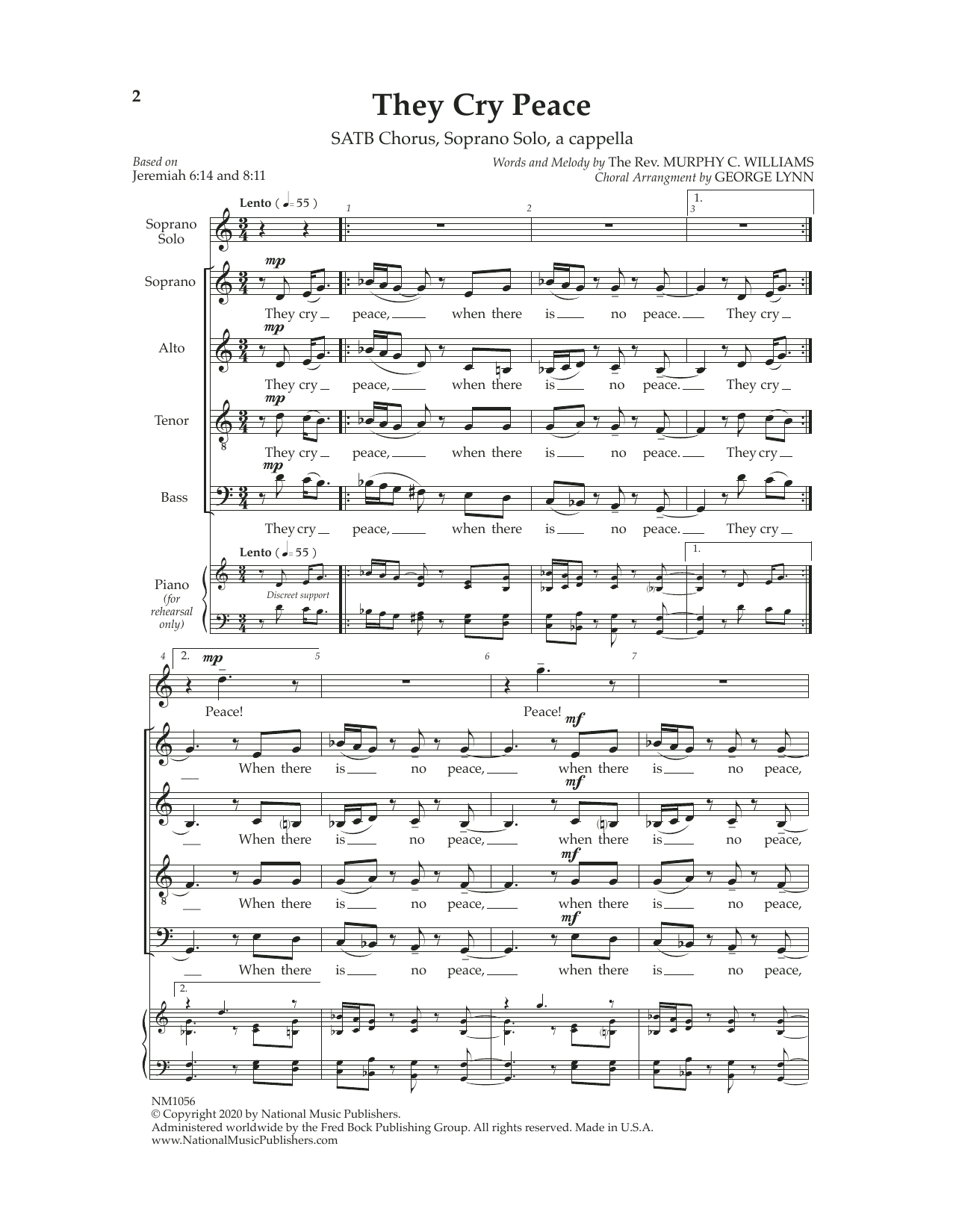 They Cry Peace (SATB Choir) von George Lynn