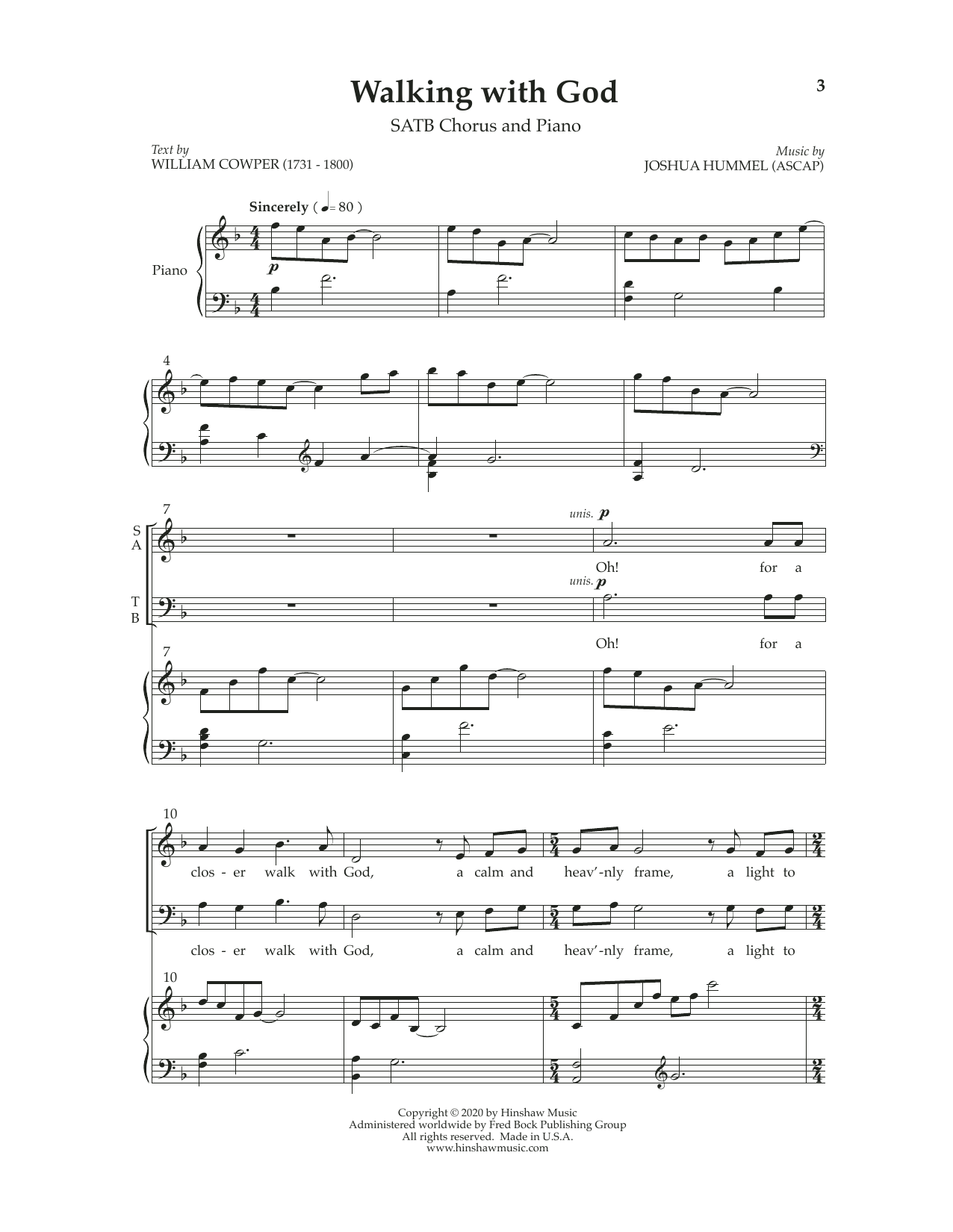 Walking With God (SATB Choir) von Josh Hummel