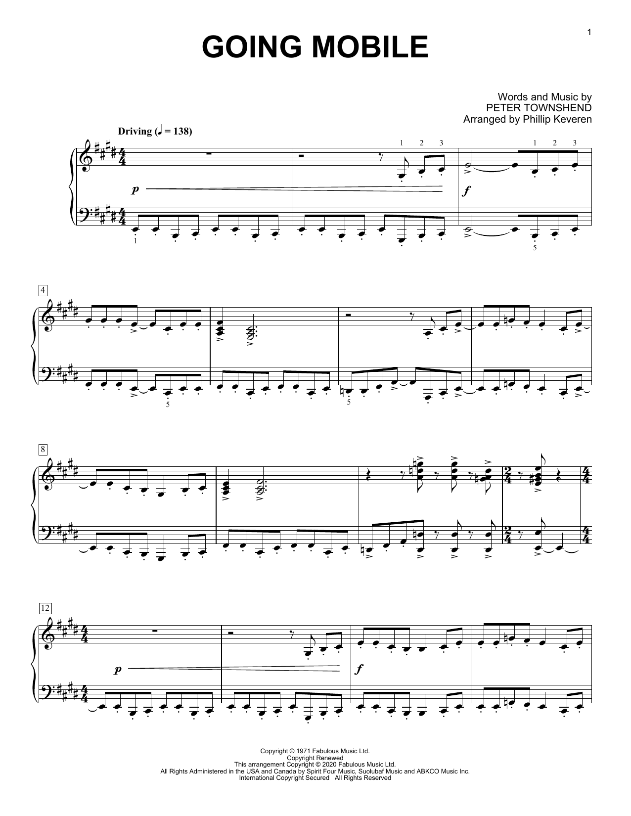 Going Mobile [Classical version] (arr. Phillip Keveren) (Piano Solo) von The Who