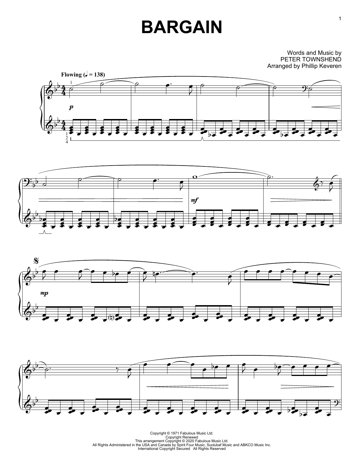 Bargain [Classical version] (arr. Phillip Keveren) (Piano Solo) von The Who