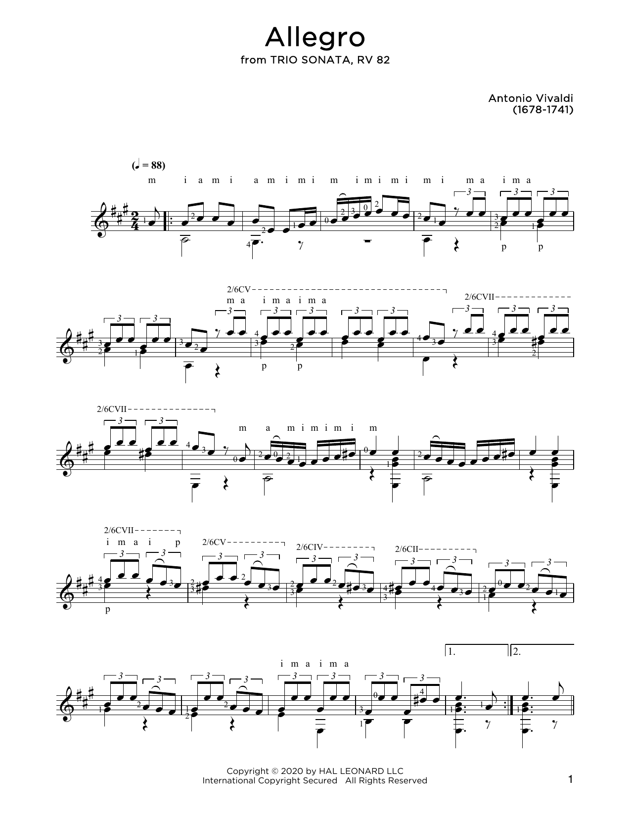 Allegro (Solo Guitar) von Antonio Vivaldi