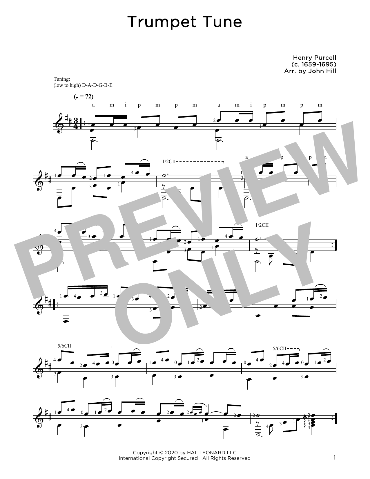 Trumpet Tune (Solo Guitar) von Henry Purcell