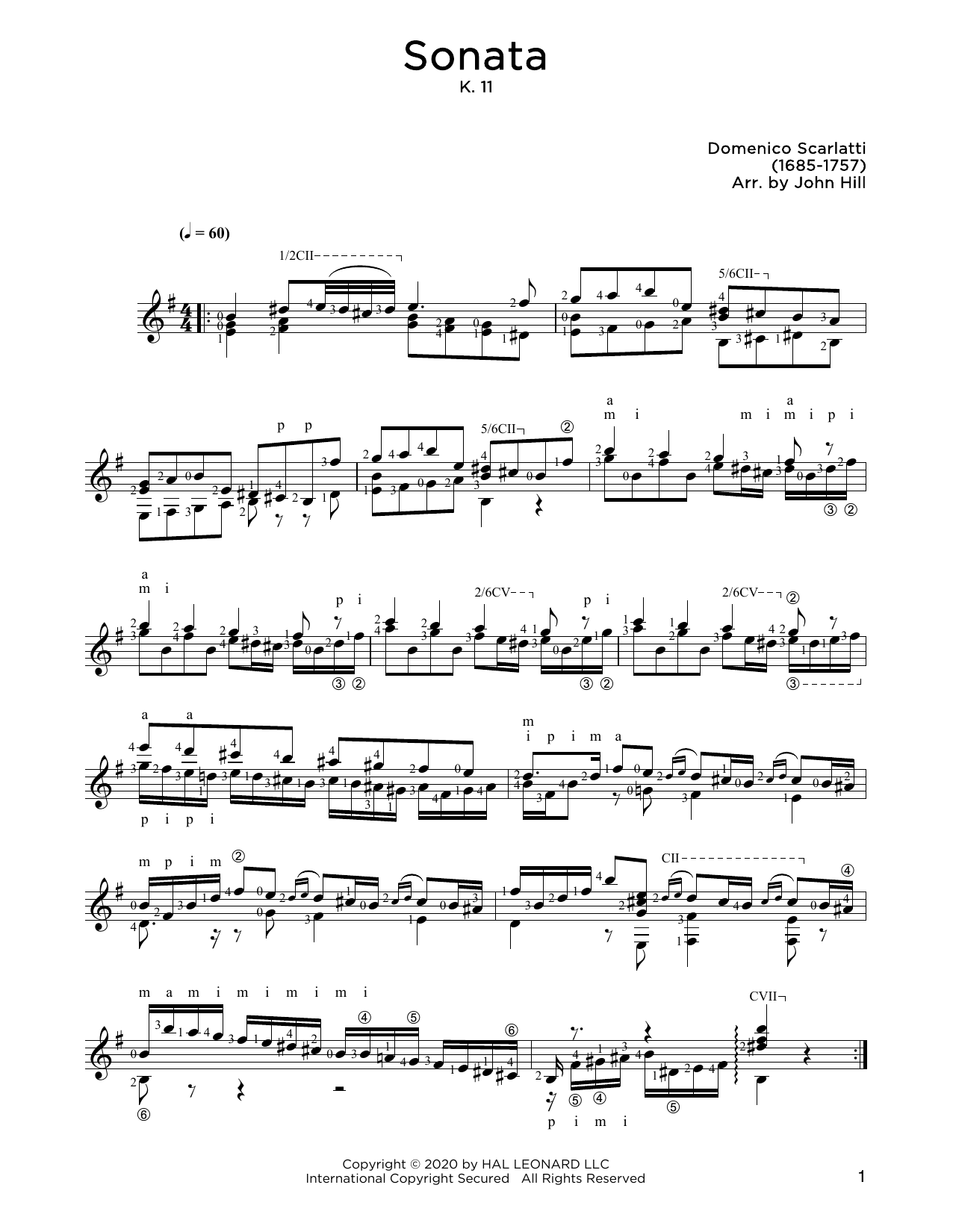 Sonata, L. 352 (Solo Guitar) von Domenico Scarlatti