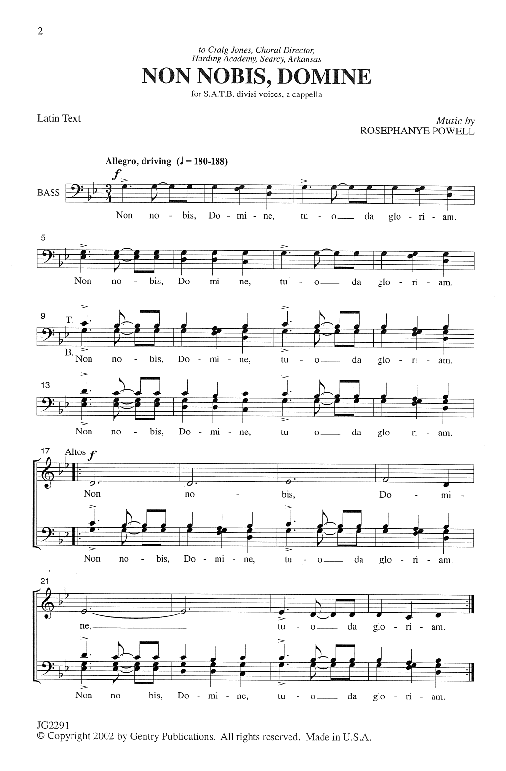 Non Nobis, Domine (SATB Choir) von Rosephanye Powell