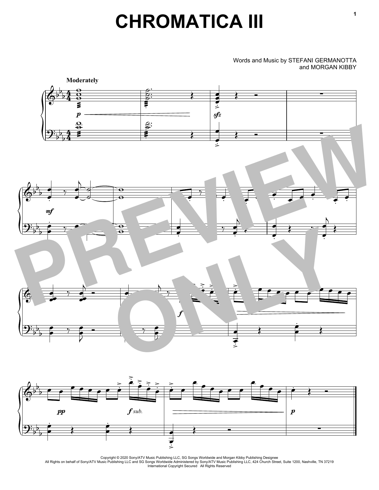 Chromatica III (Piano, Vocal & Guitar Chords (Right-Hand Melody)) von Lady Gaga
