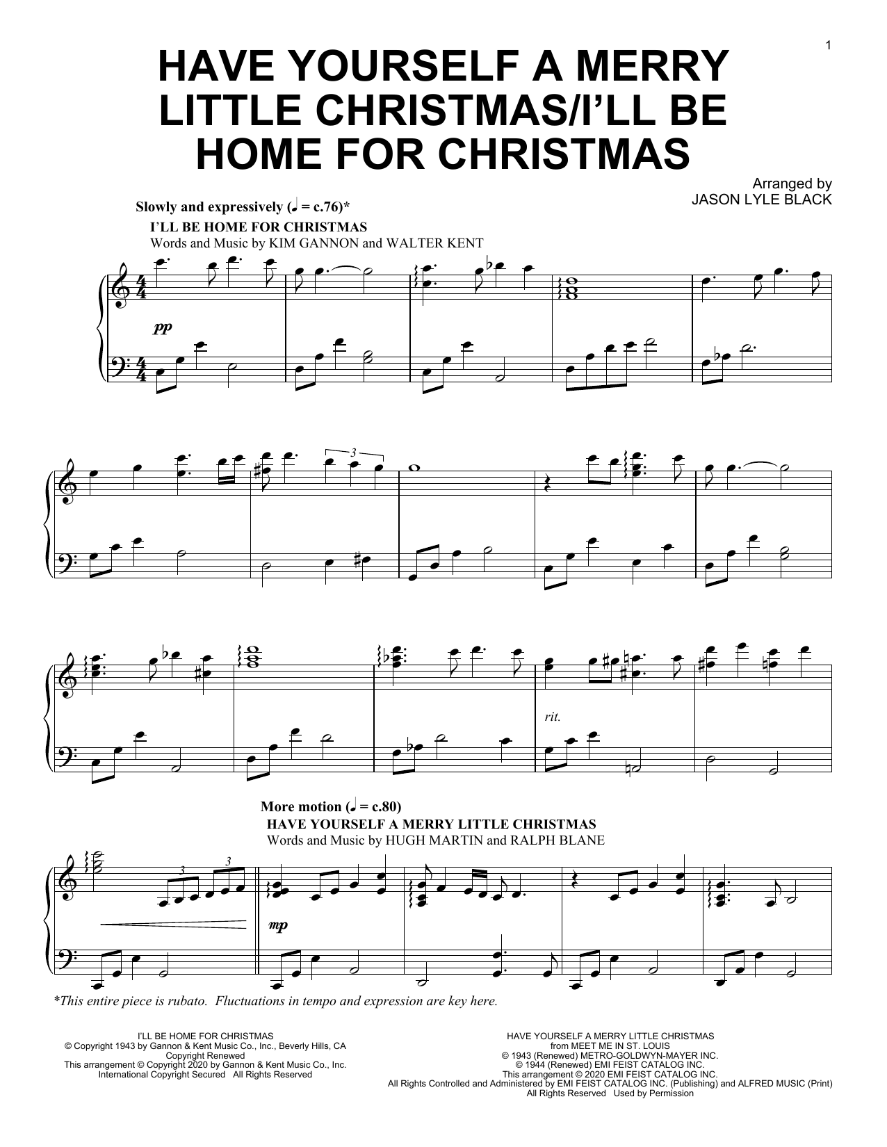 Have Yourself A Merry Little Christmas/I'll Be Home For Christmas (Piano Solo) von Jason Lyle Black