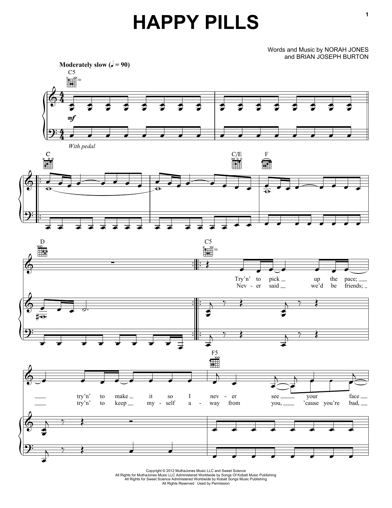 Happy Pills (Piano, Vocal & Guitar Chords) von Norah Jones
