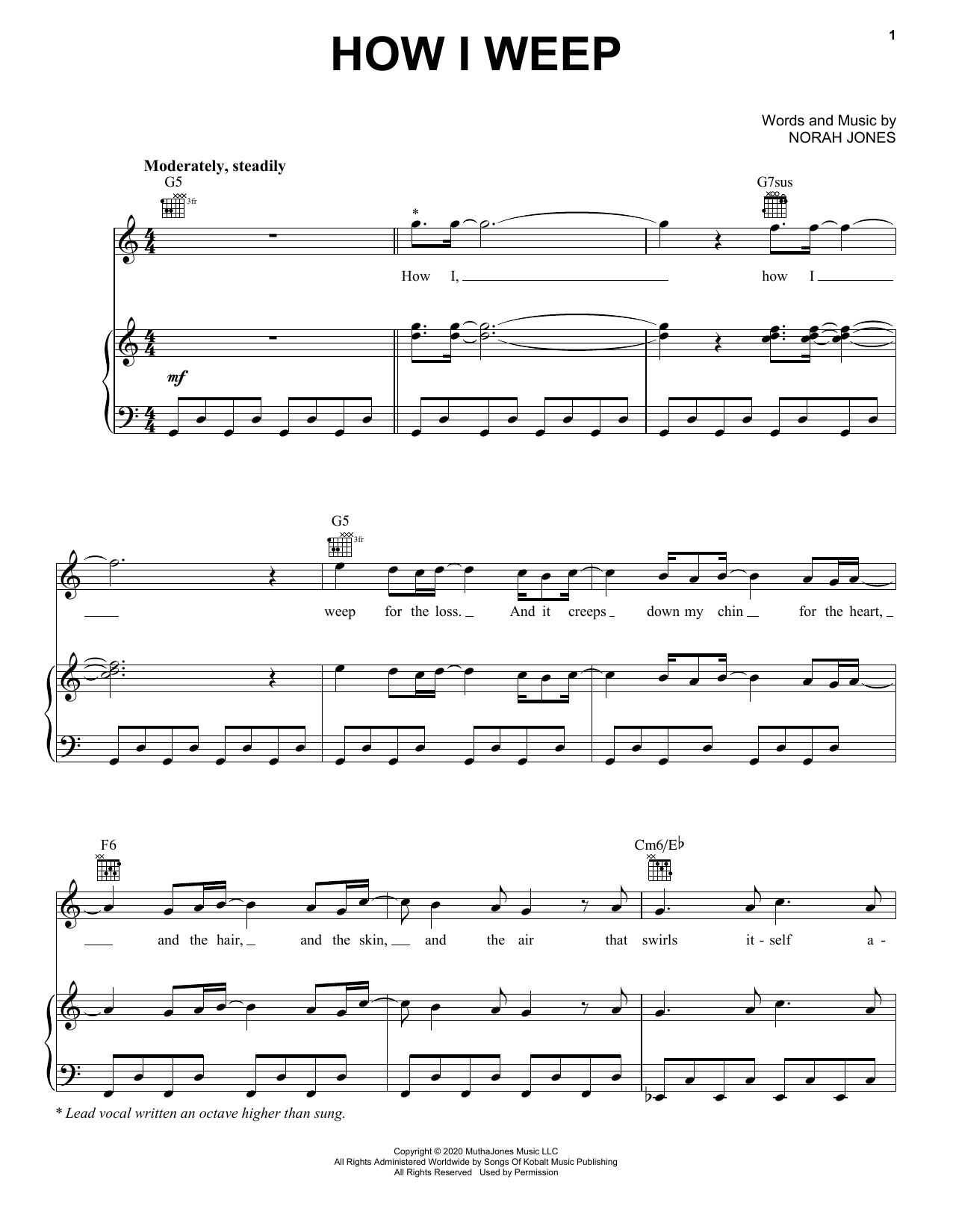 How I Weep (Piano, Vocal & Guitar Chords (Right-Hand Melody)) von Norah Jones