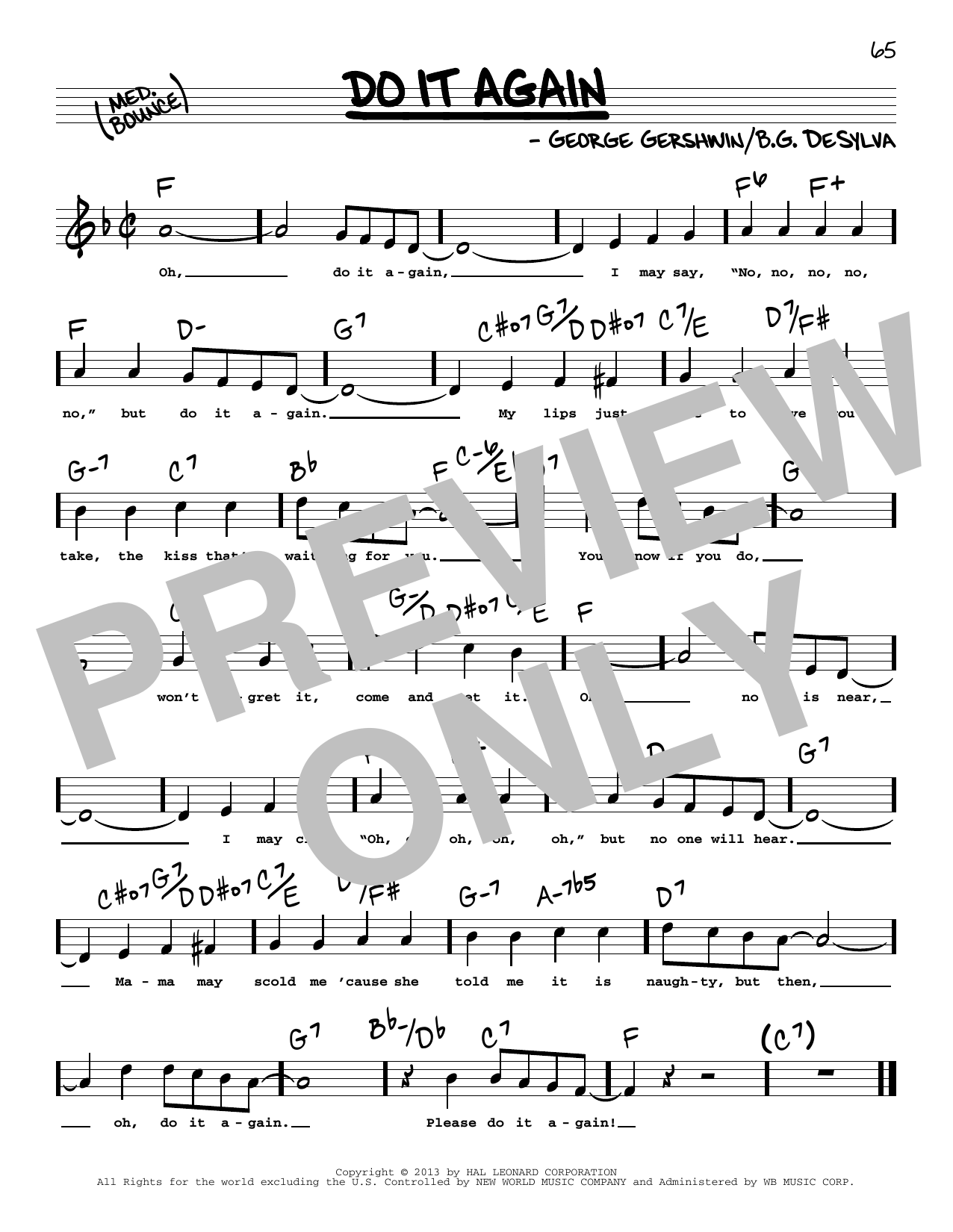 Do It Again (High Voice) (Real Book  Melody, Lyrics & Chords) von George Gershwin