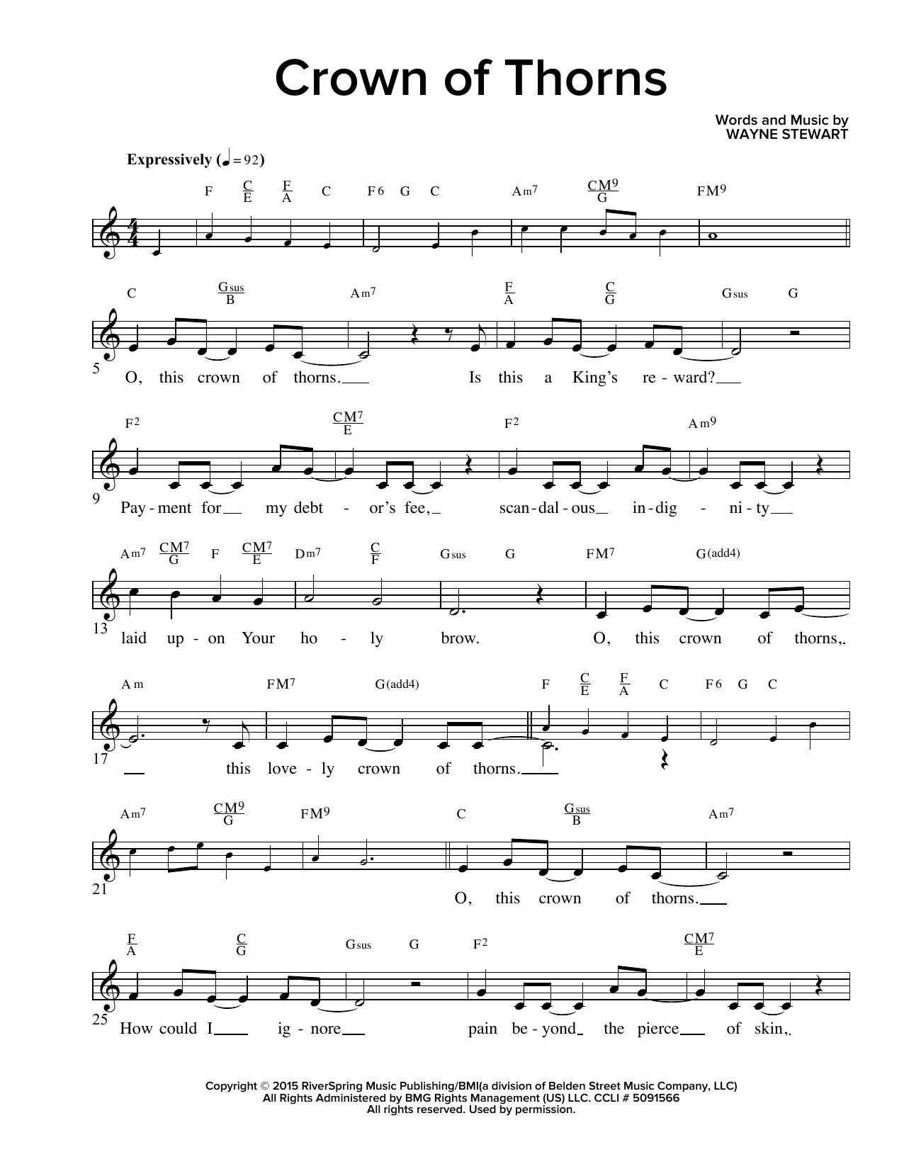 Crown Of Thorns (Lead Sheet / Fake Book) von Wayne Stewart