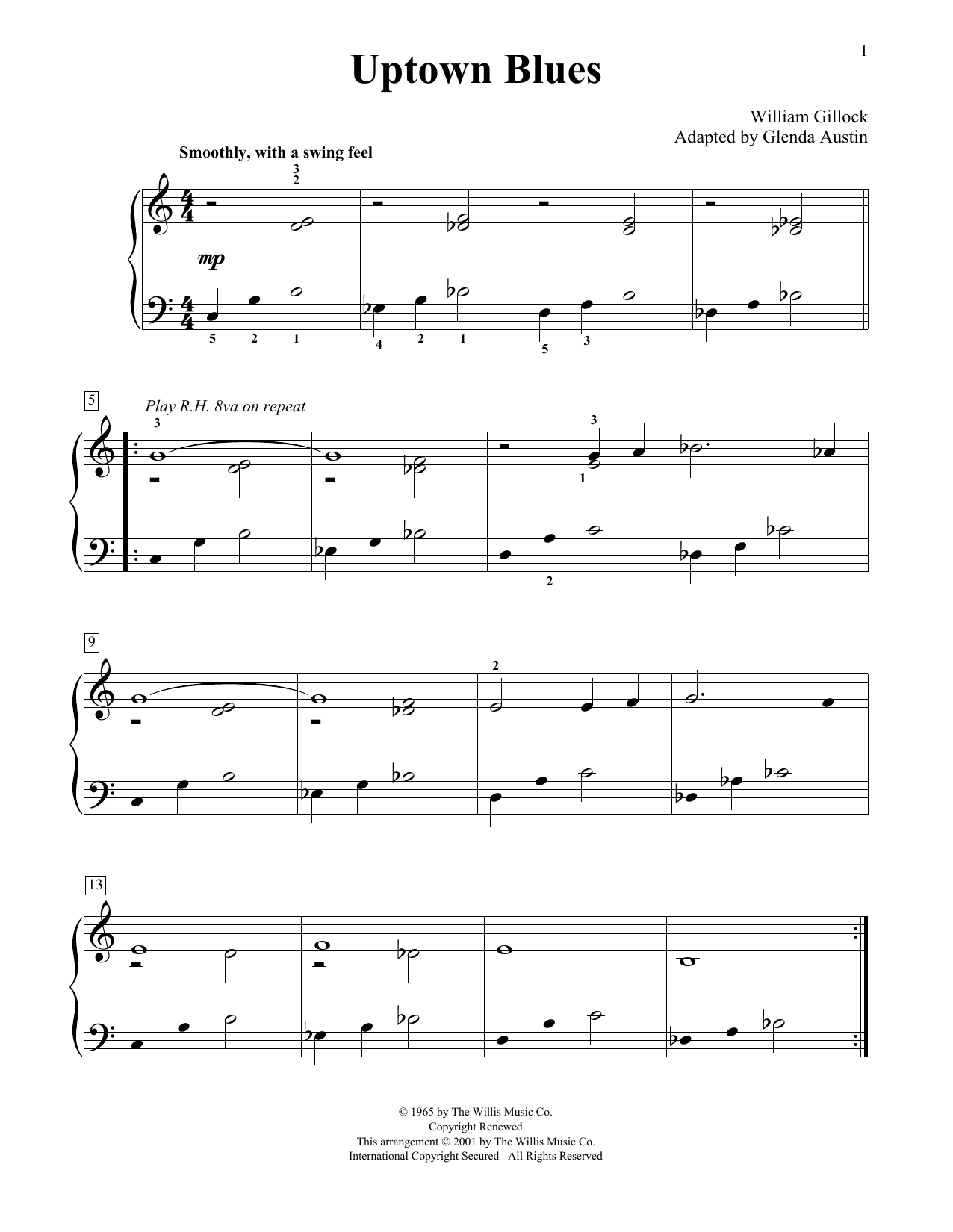 Uptown Blues (Simplified) (adapted by Glenda Austin) (Educational Piano) von William Gillock
