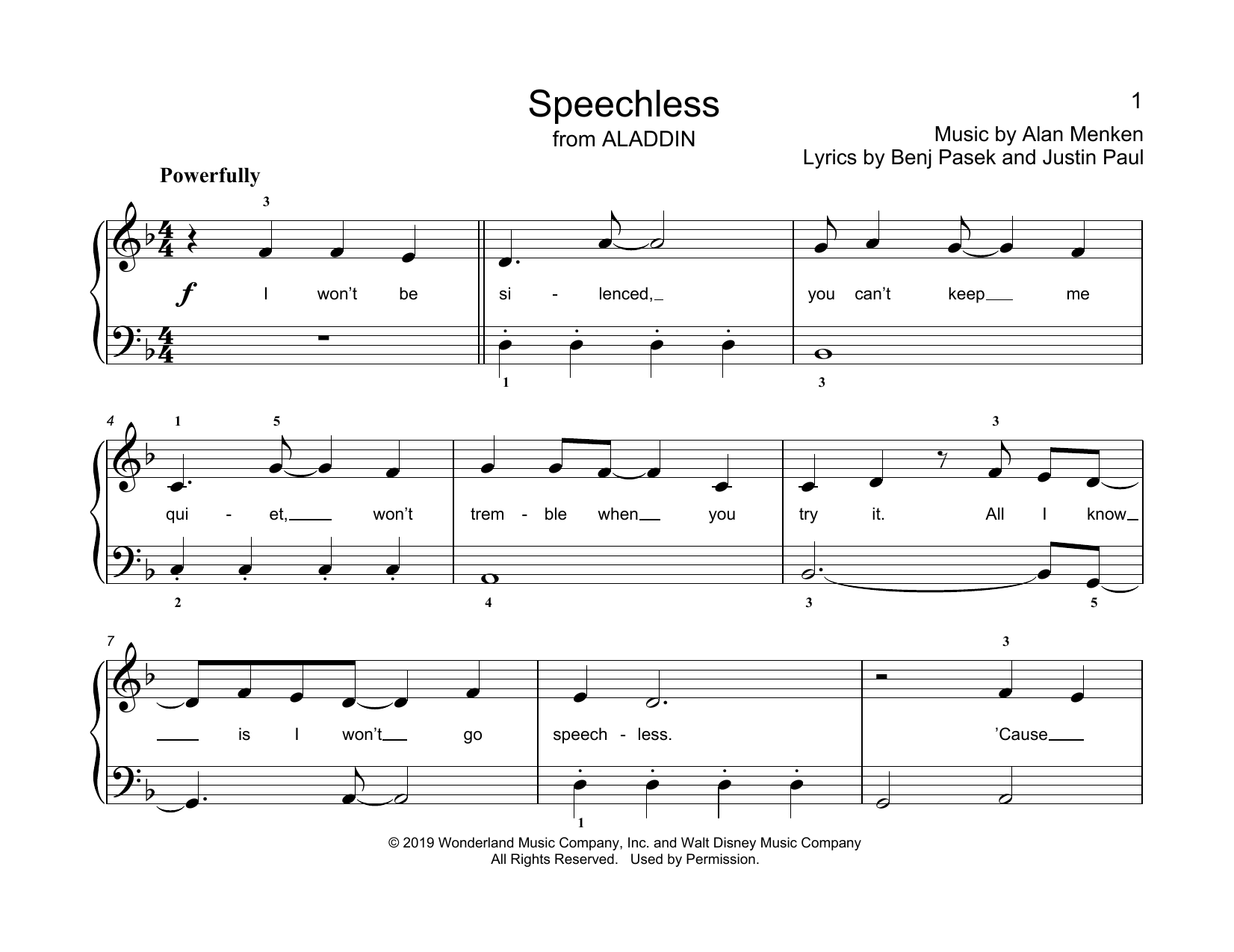 Speechless (from Aladdin) (arr. Christopher Hussey) (Educational Piano) von Alan Menken