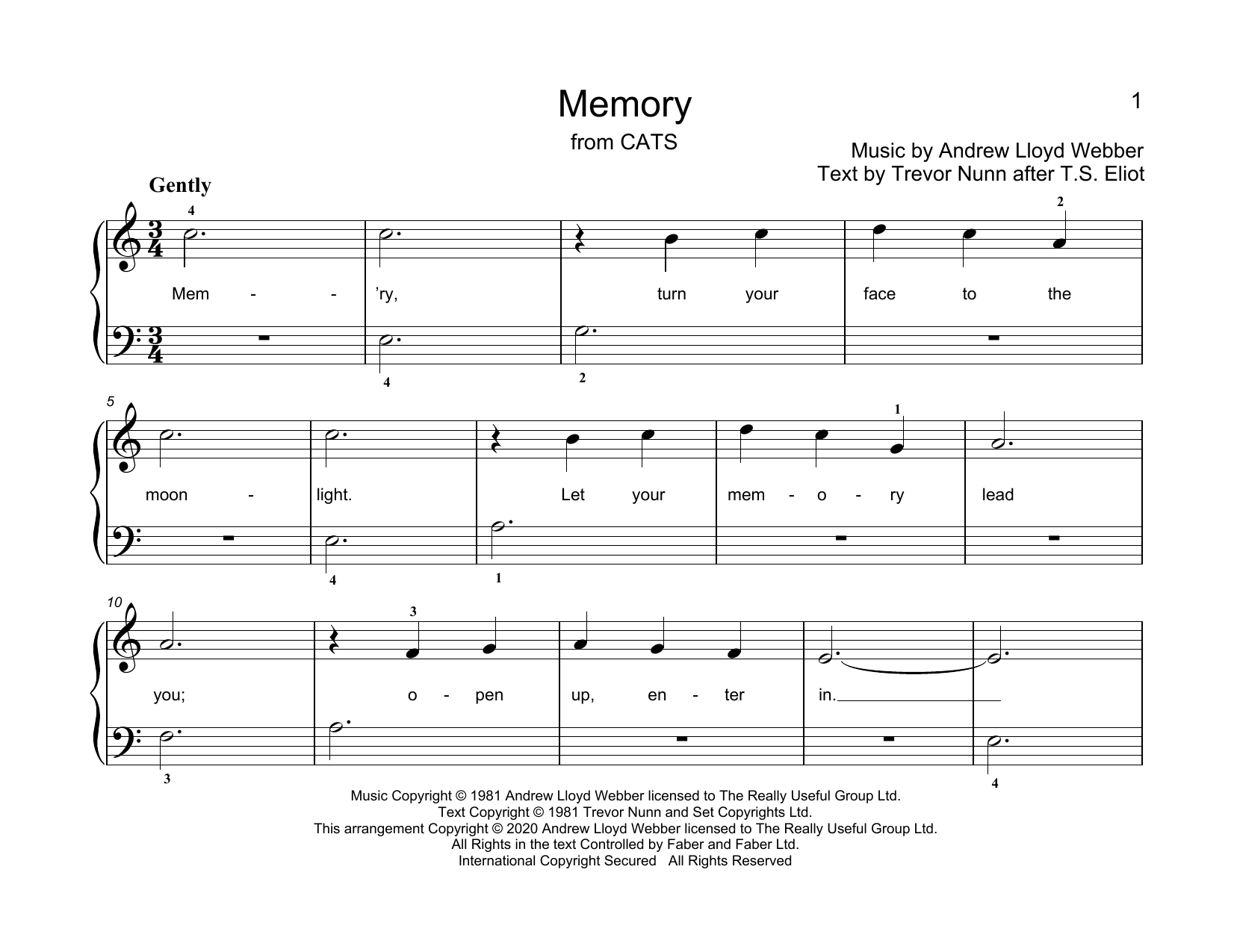 Memory (from Cats) (arr. Christopher Hussey) (Educational Piano) von Andrew Lloyd Webber