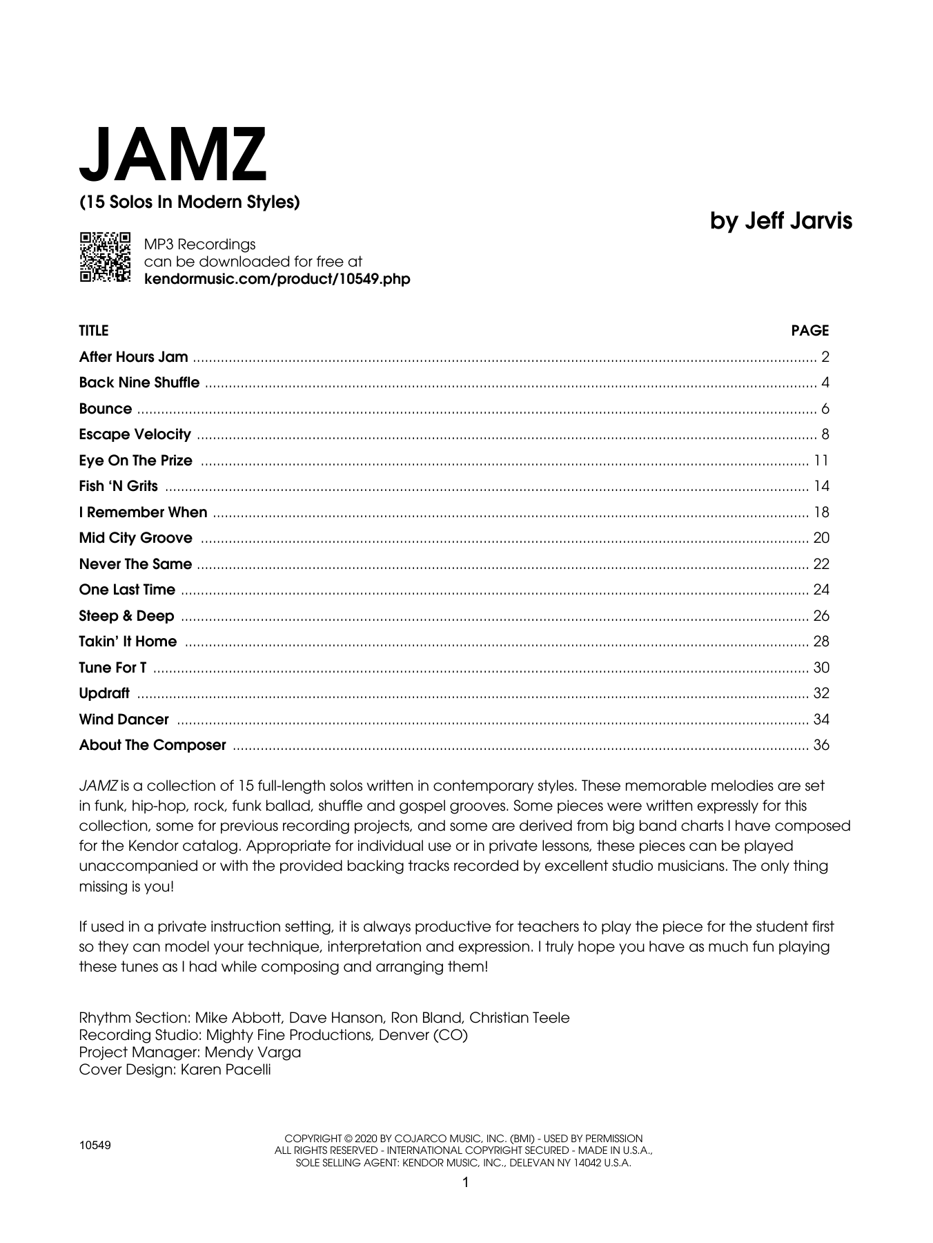 Jamz (15 Solos In Modern Styles) - Flute (Woodwind Solo) von Jeff Jarvis