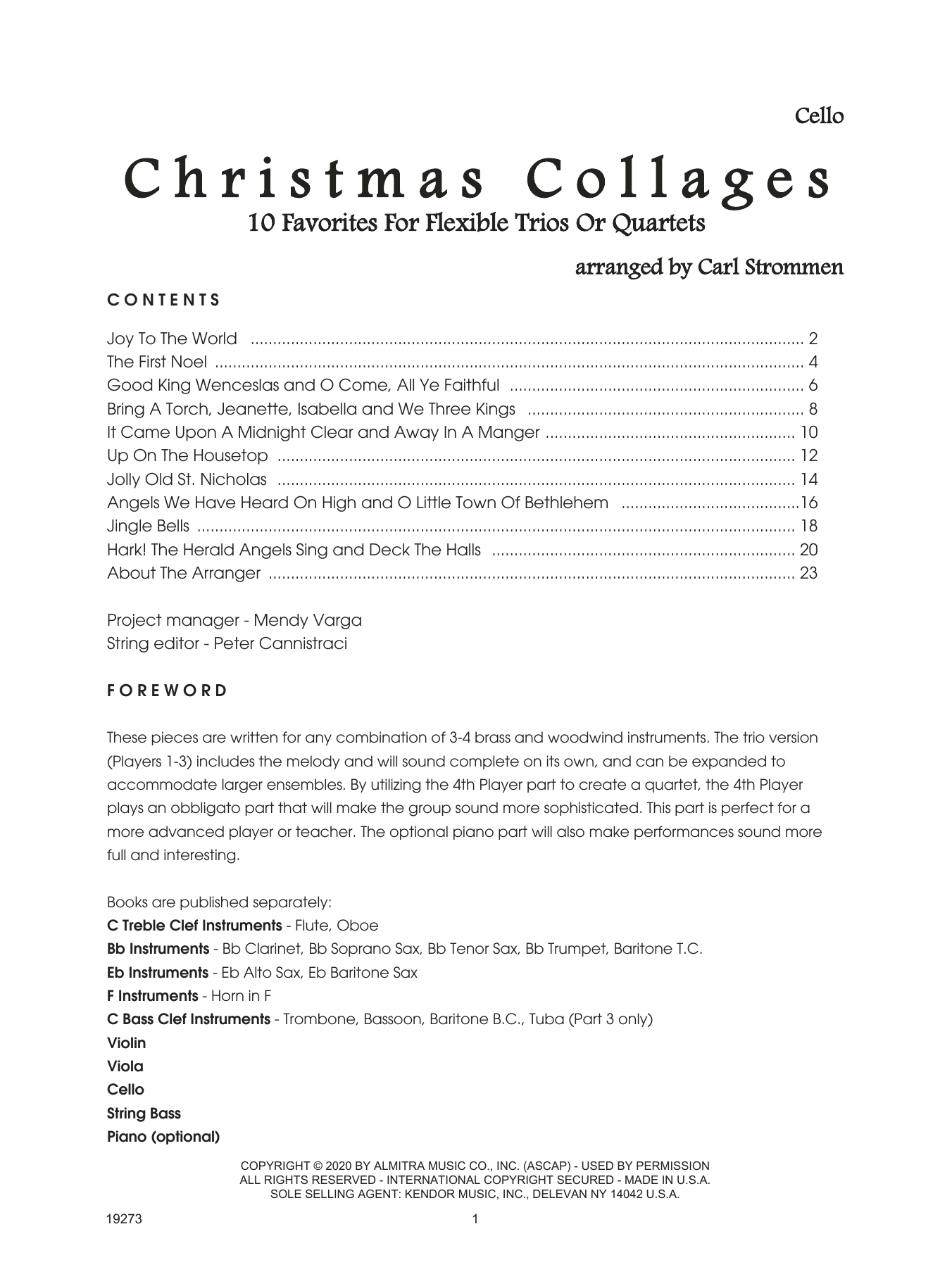 Christmas Collages - Cello (String Ensemble) von Carl Strommen