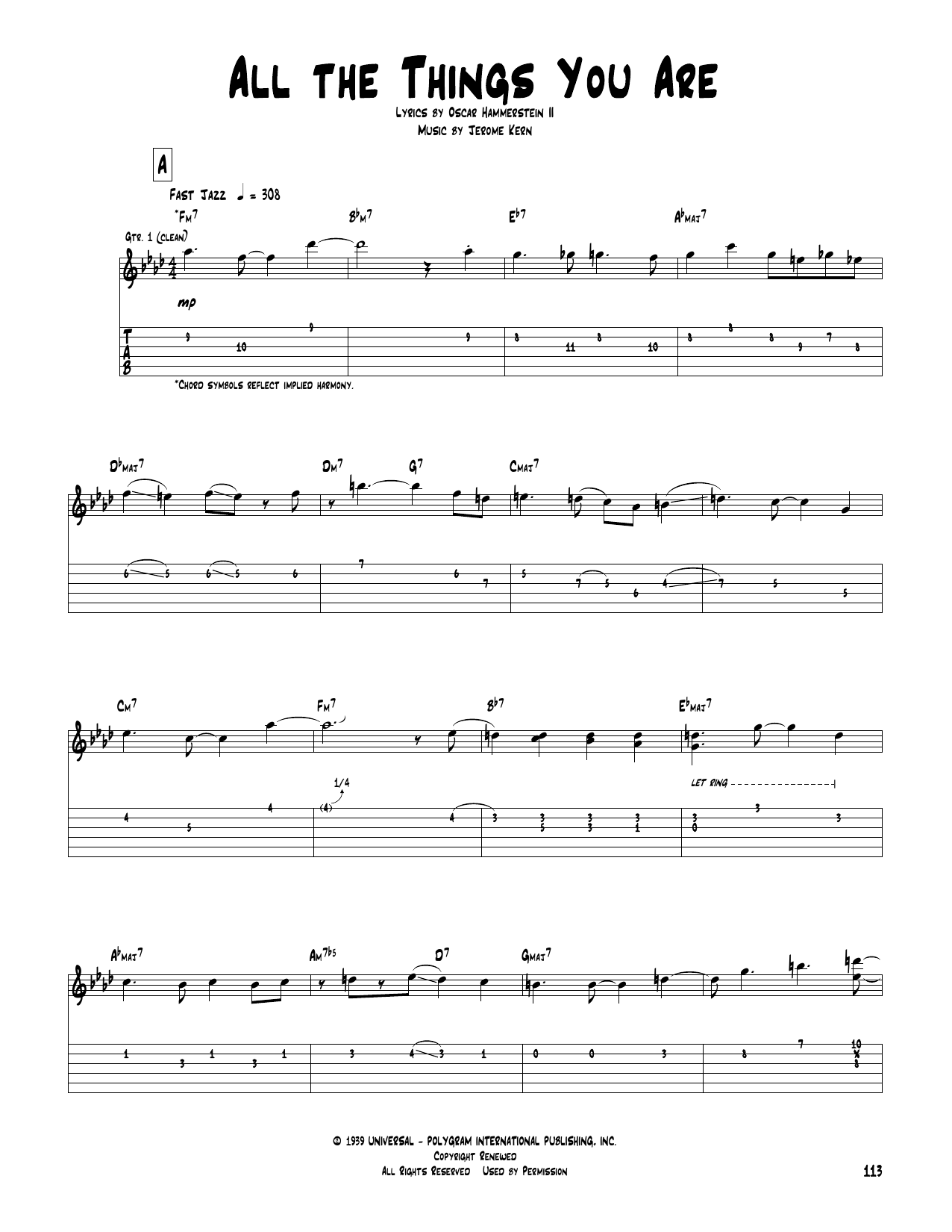 All The Things You Are (Guitar Tab) von Pat Metheny