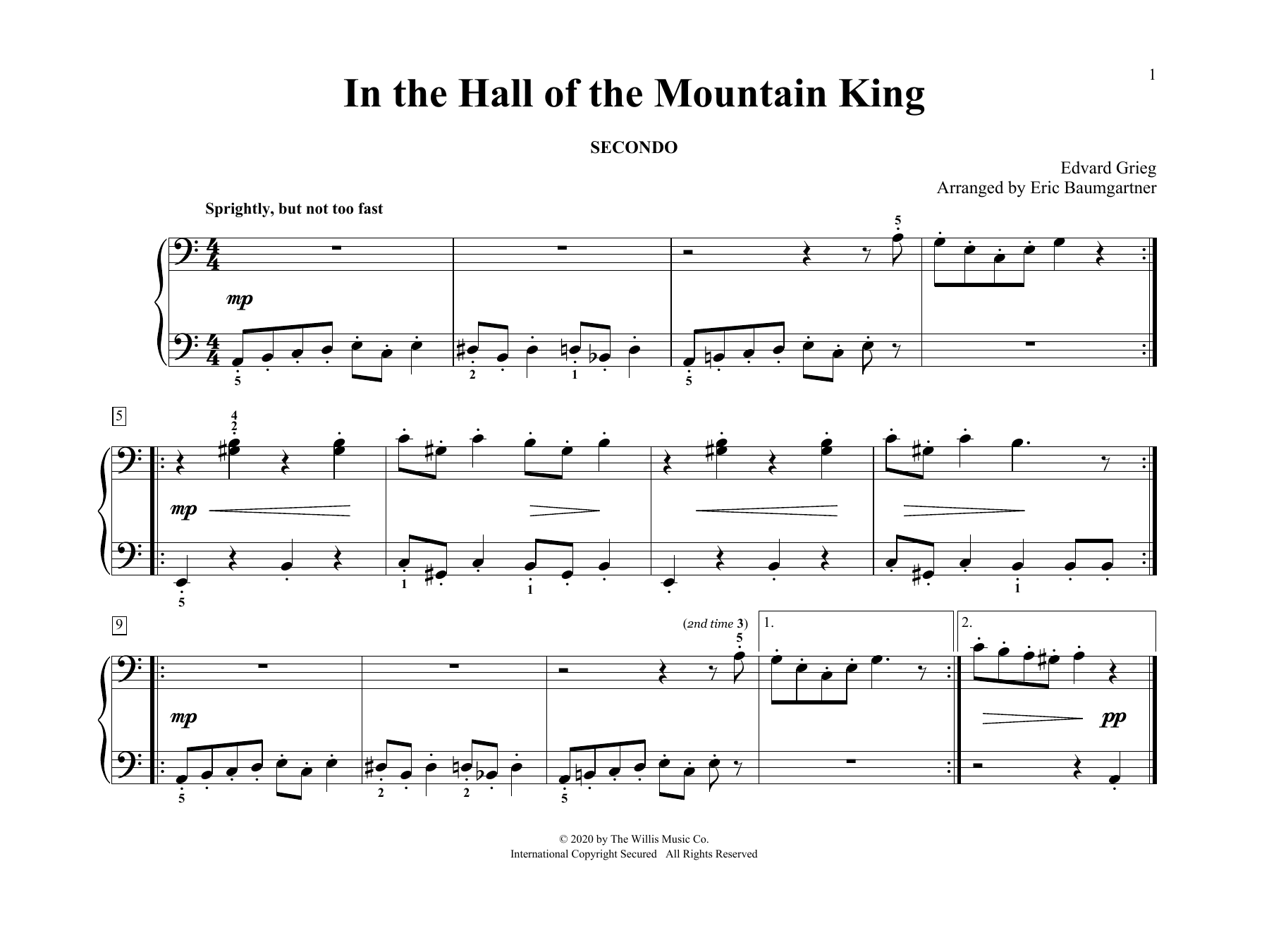 In The Hall Of The Mountain King (arr. Eric Baumgartner) (Piano Duet) von Edvard Grieg