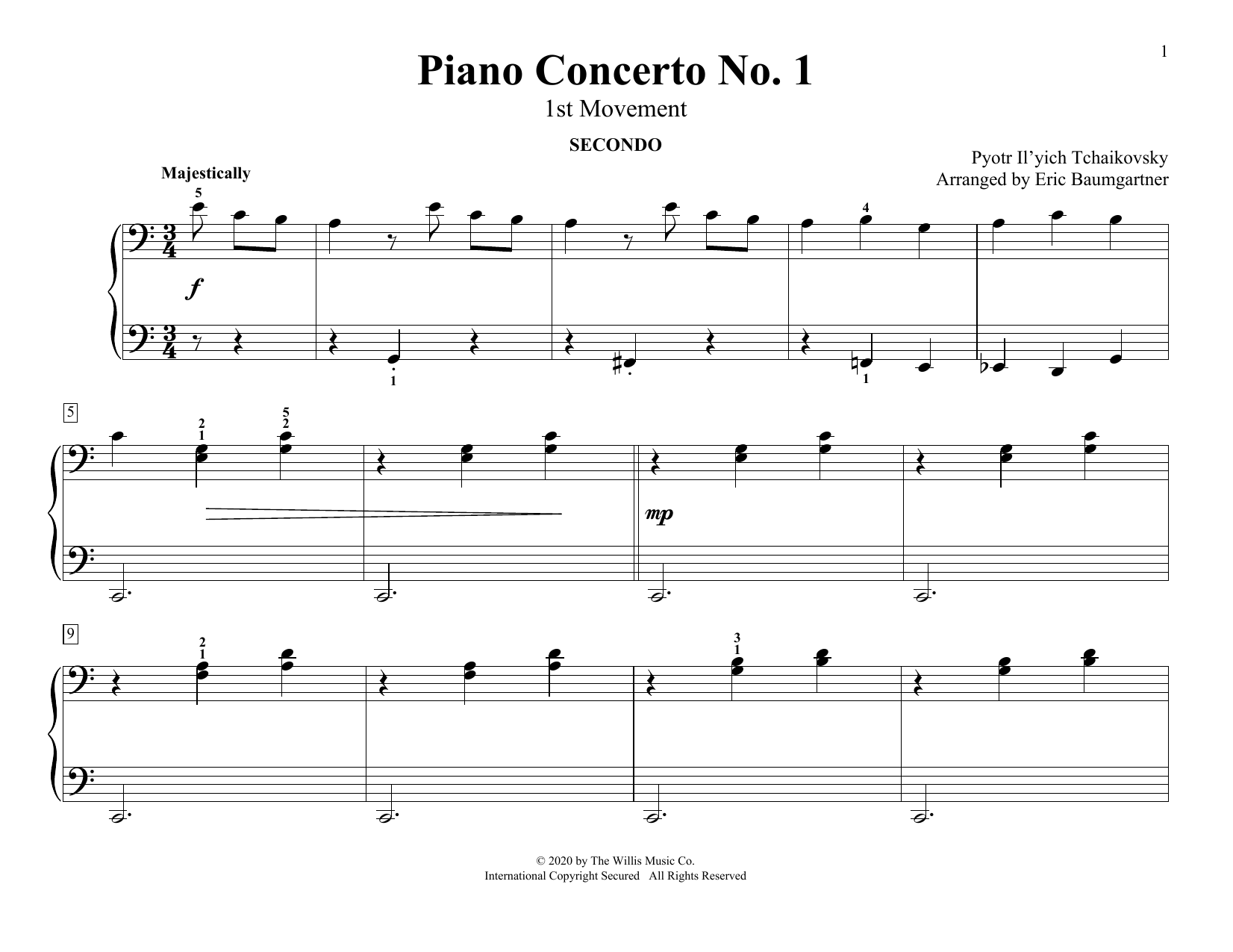 Piano Concerto No. 1 (1st Movement) (arr. Eric Baumgartner) (Piano Duet) von Pyotr Il'yich Tchaikovsky