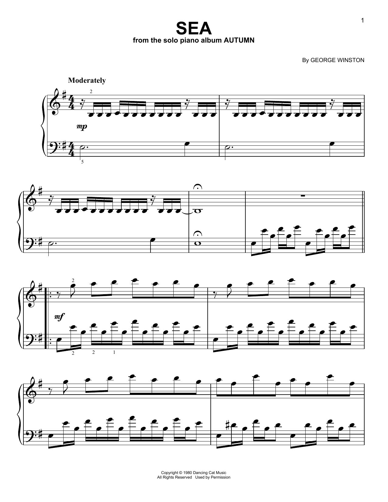 Sea (Easy Piano) von George Winston