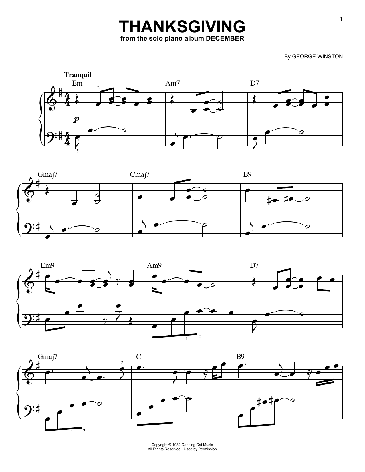 Thanksgiving (Easy Piano) von George Winston