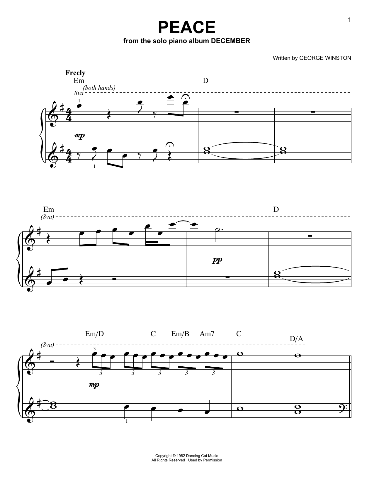 Peace (Easy Piano) von George Winston