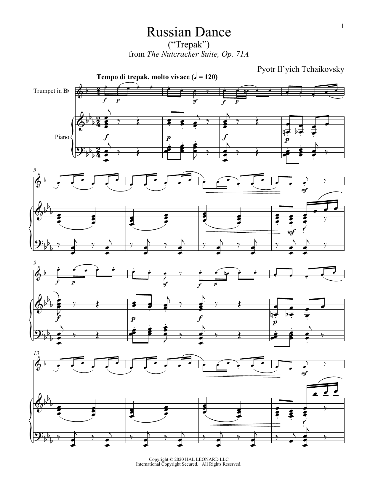 Trepak (from The Nutcracker) (Trumpet and Piano) von Pyotr Il'yich Tchaikovsky