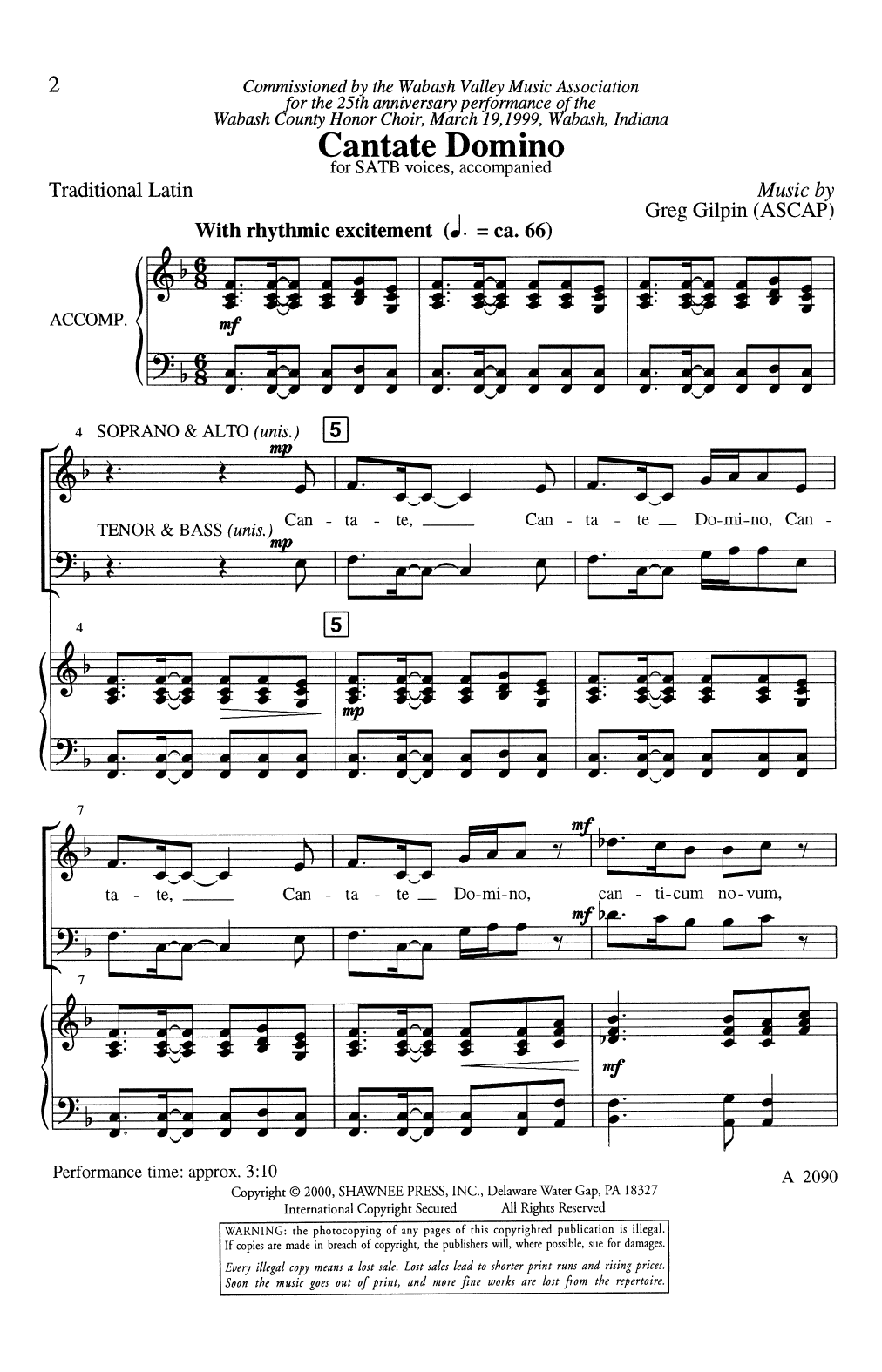 Cantate Domino (SATB Choir) von Greg Gilpin