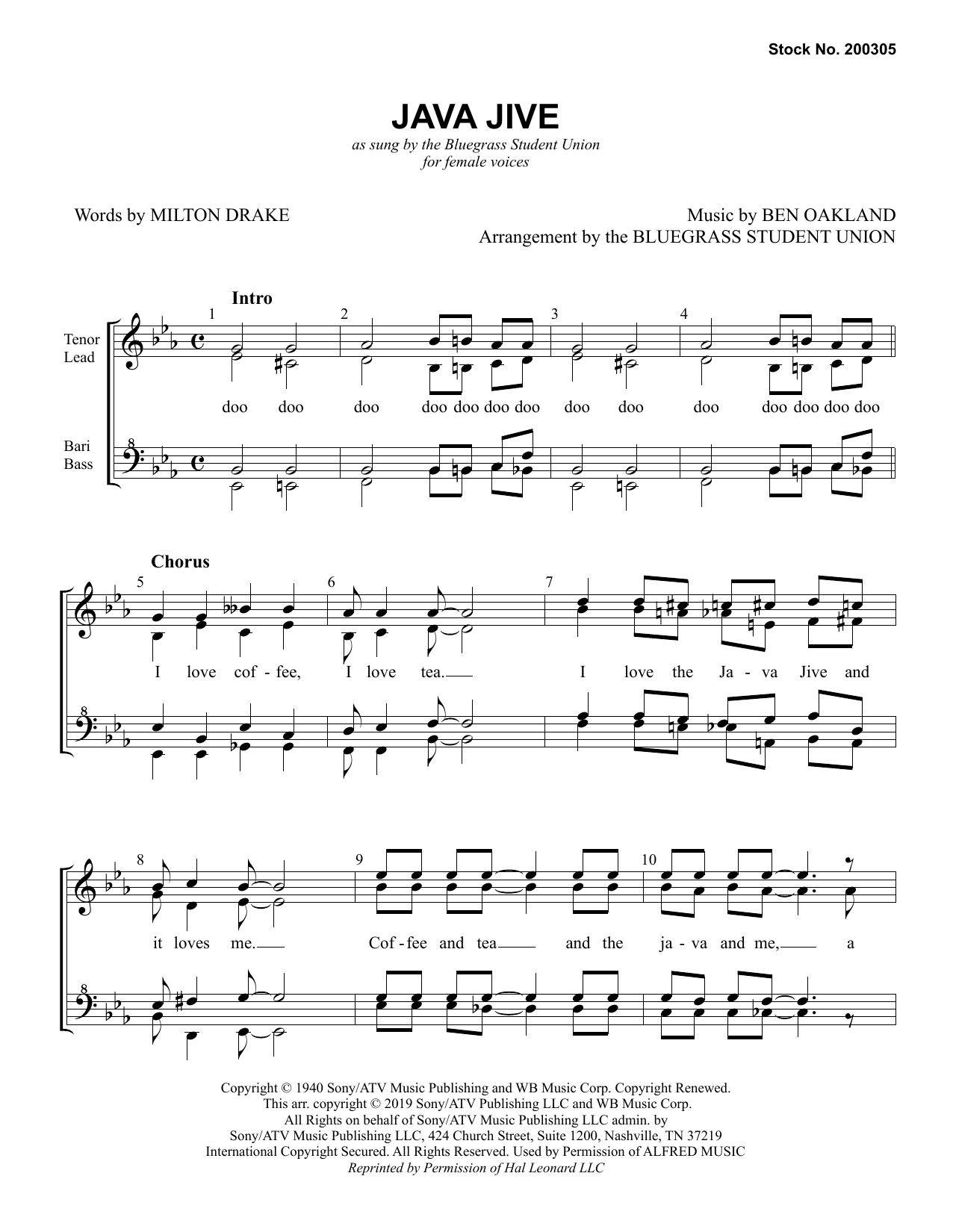 Java Jive (arr. Bluegrass Student Union) (SSAA Choir) von Milton Drake & Ben Oakland