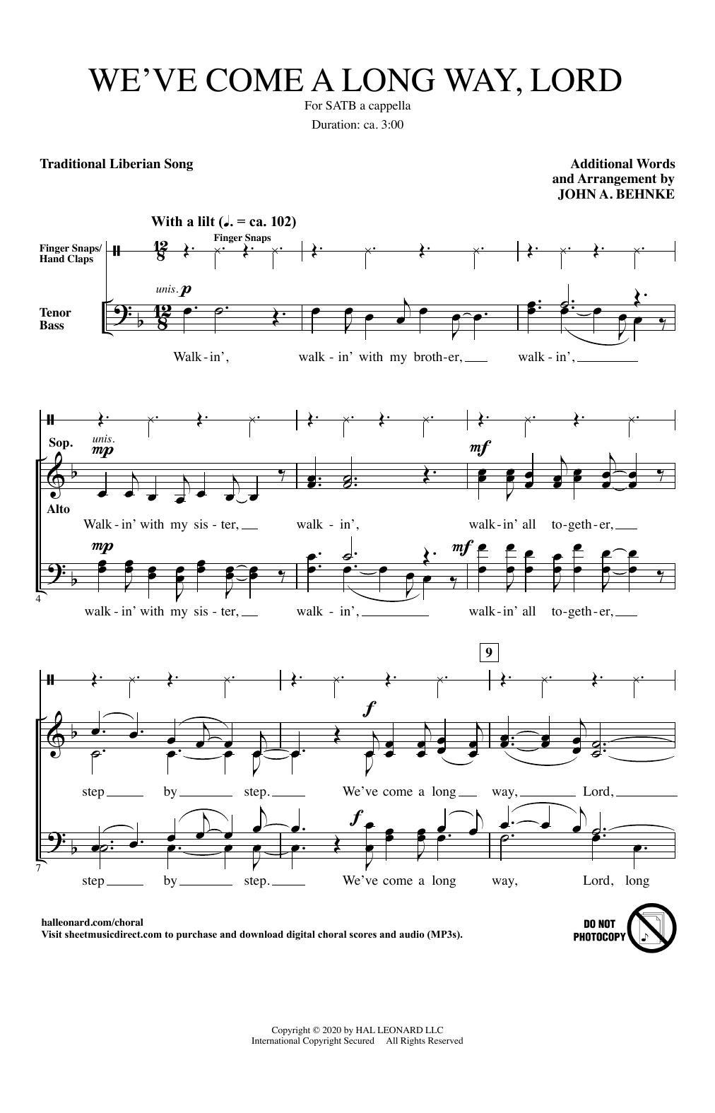We've Come A Long Way, Lord (arr. John A. Behnke) (SATB Choir) von Traditional Liberian Song