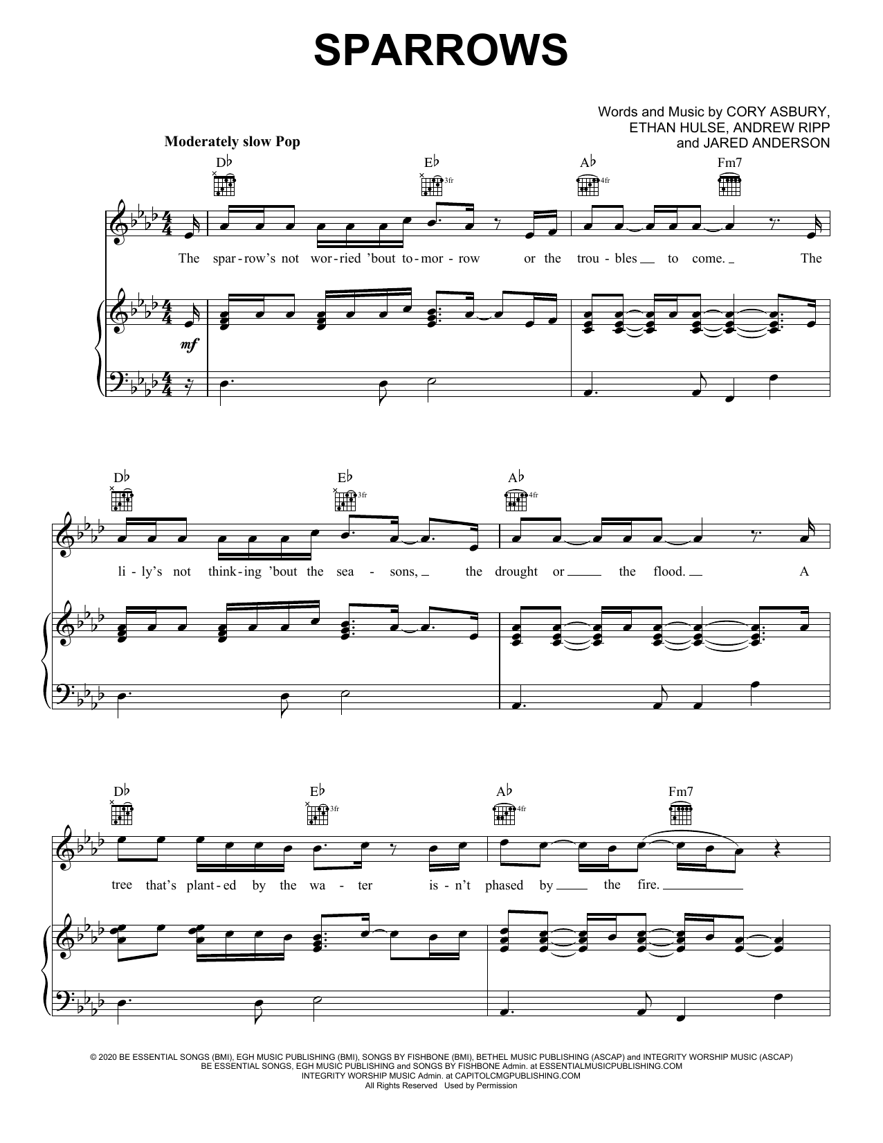 Sparrows (Piano, Vocal & Guitar Chords (Right-Hand Melody)) von Cory Asbury