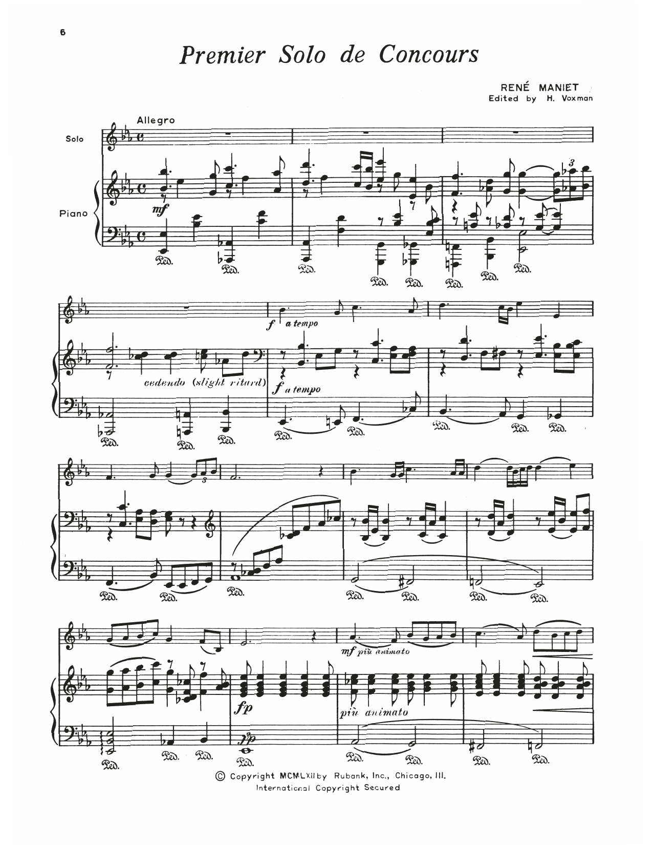 Premier Solo De Concours (Trumpet and Piano) von Ren Maniet