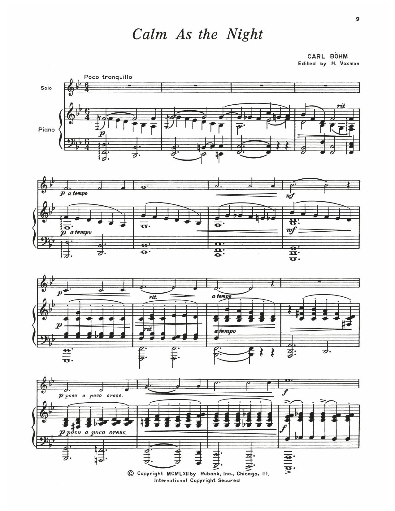 Calm As The Night (Still Wie Die Nacht) (Trumpet and Piano) von Carl Bohm