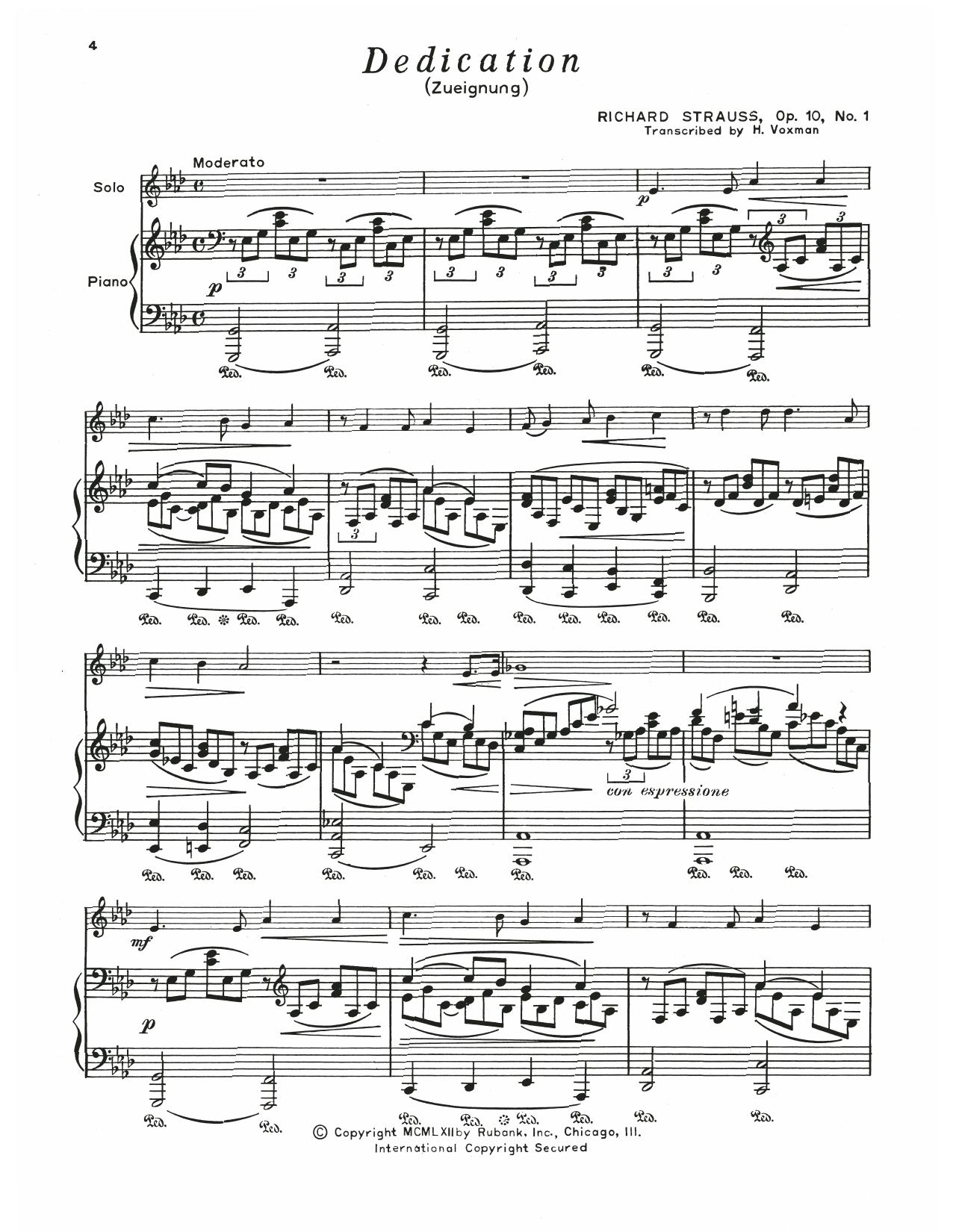 Dedication (Trumpet and Piano) von Richard Strauss
