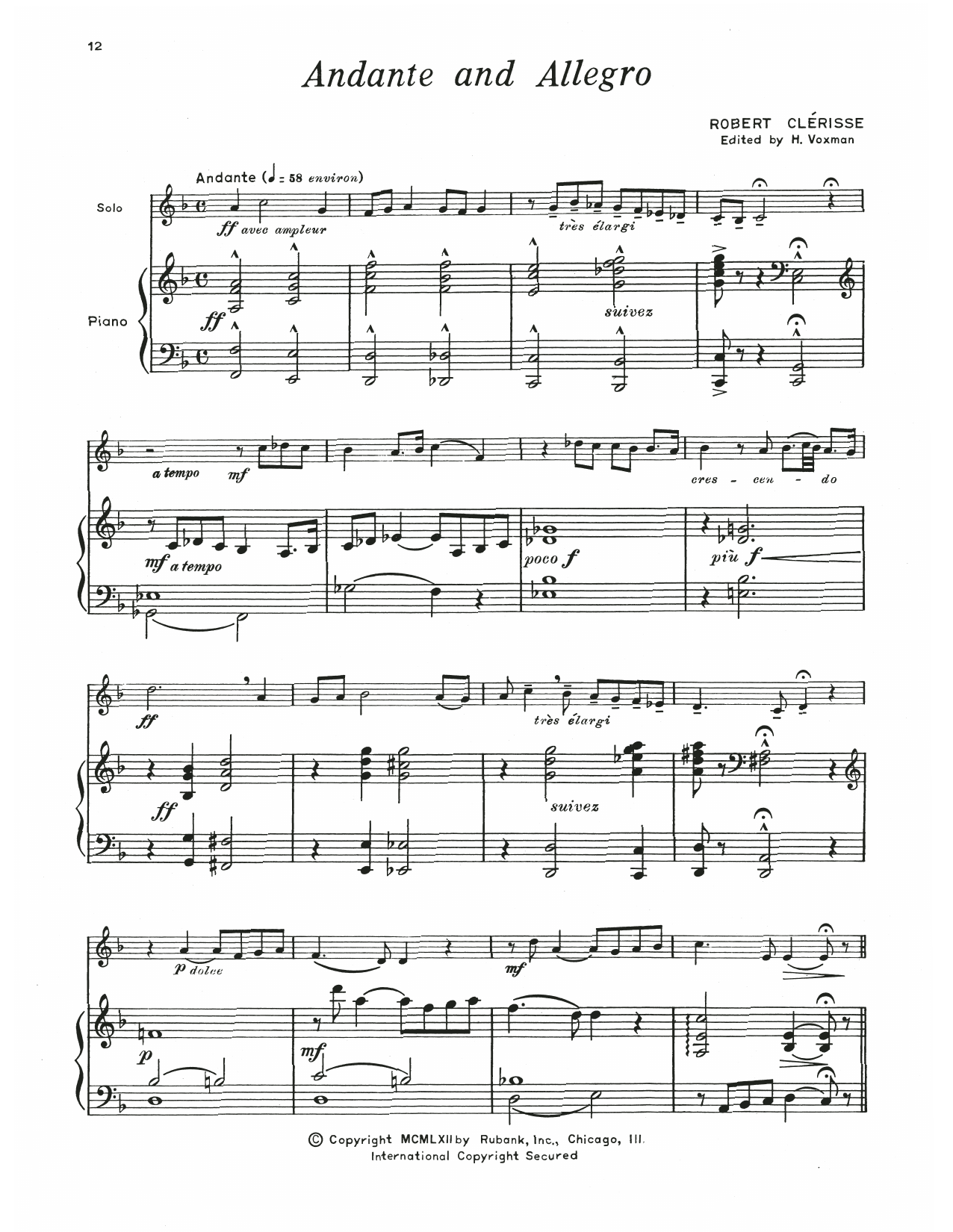 Andante And Allegro (Trumpet and Piano) von Robert Clrisse