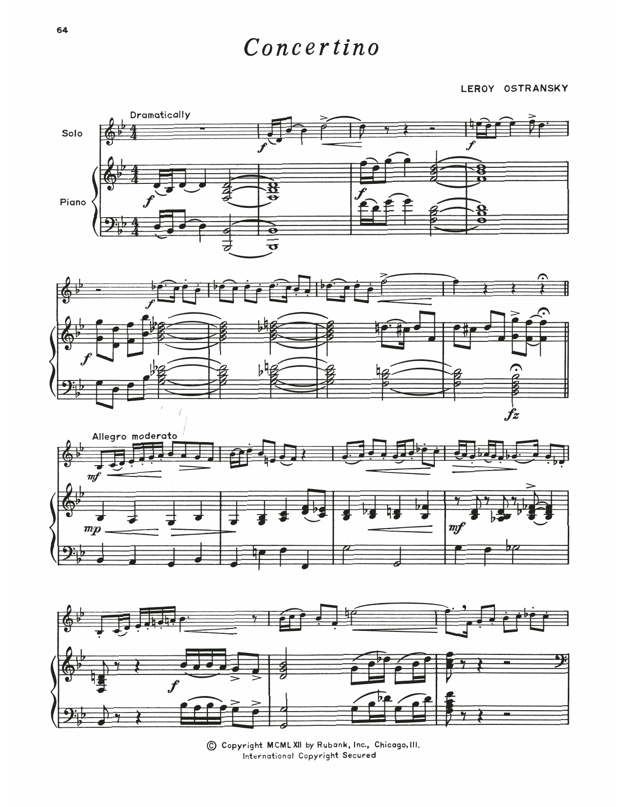 Concertino (Trumpet and Piano) von Leroy Ostransky