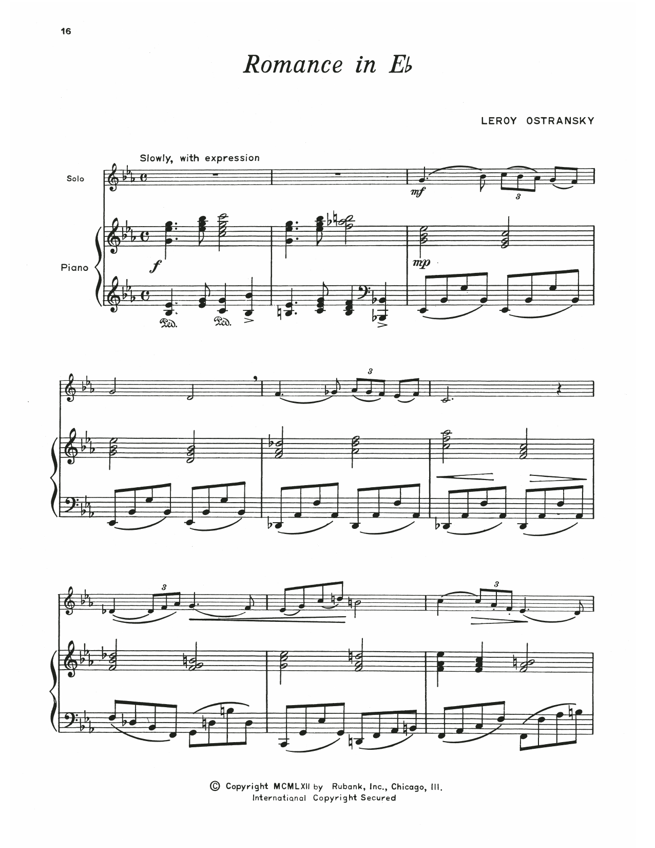 Romance In E Flat (Trumpet and Piano) von Leroy Ostransky