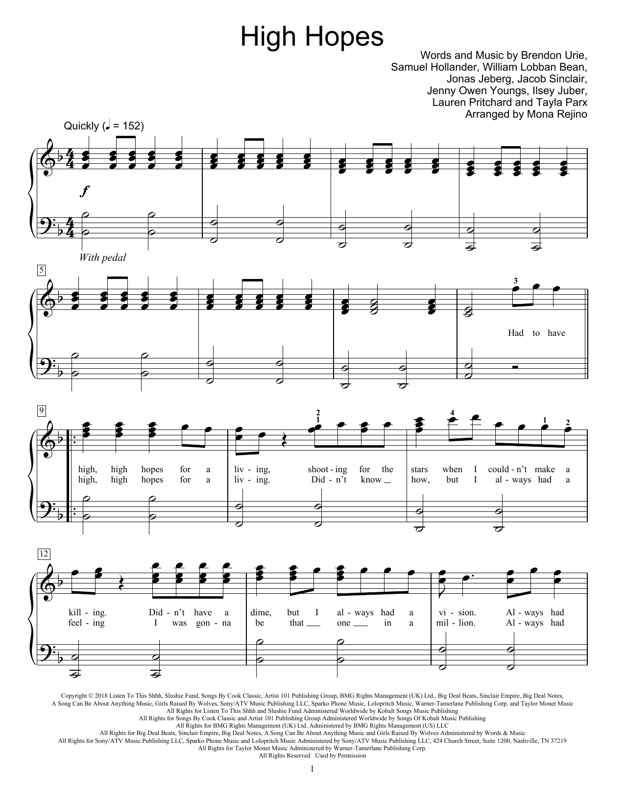 High Hopes (arr. Mona Rejino) (Educational Piano) von Panic! At The Disco