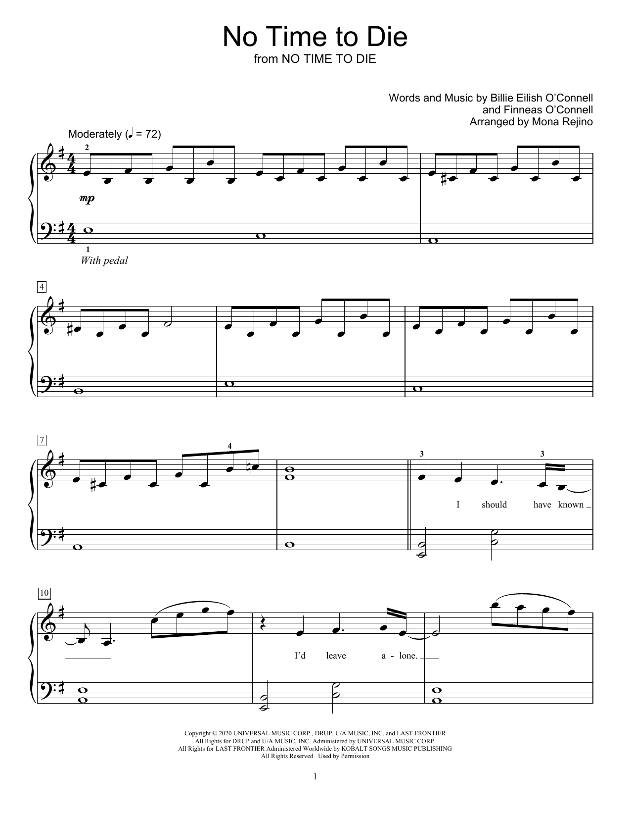 No Time To Die (arr. Mona Rejino) (Educational Piano) von Billie Eilish