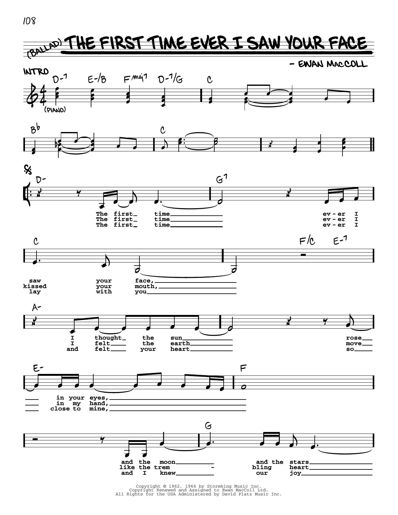 The First Time Ever I Saw Your Face (Real Book  Melody, Lyrics & Chords) von Roberta Flack