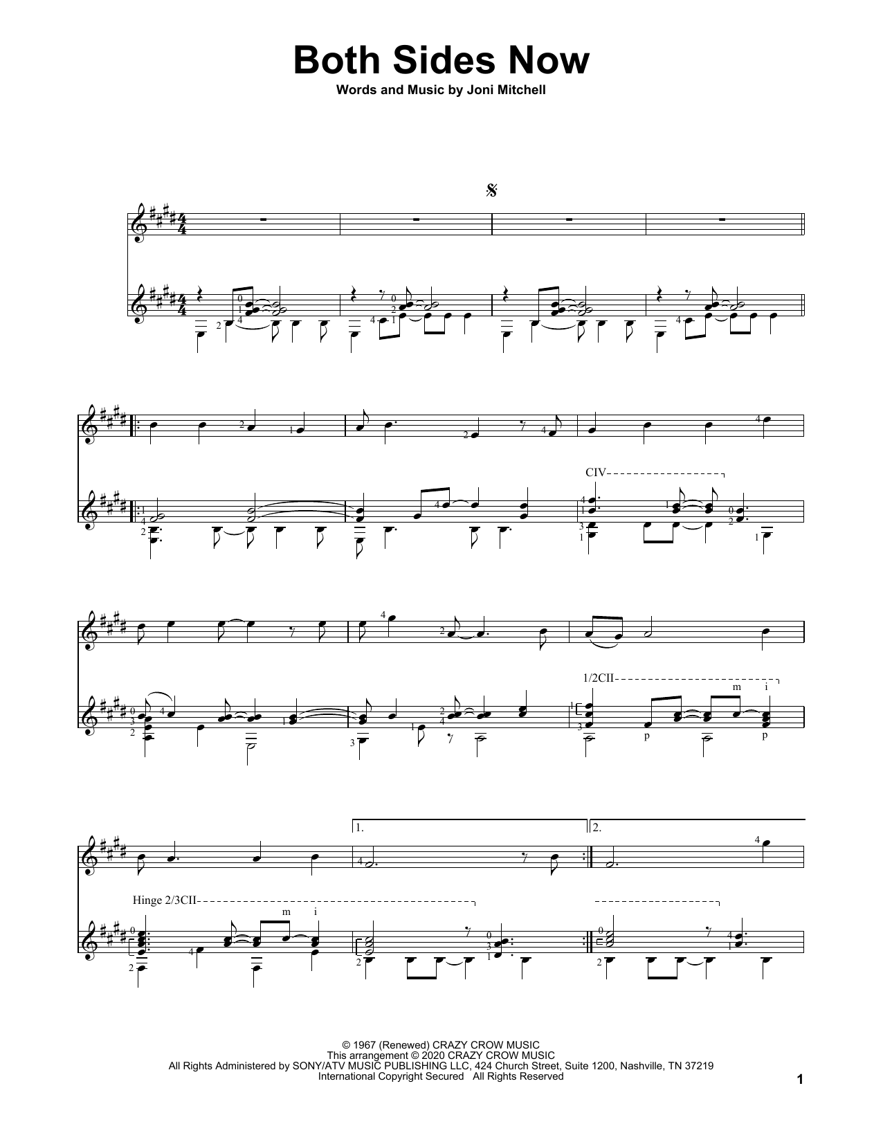 Both Sides Now (Solo Guitar) von Joni Mitchell