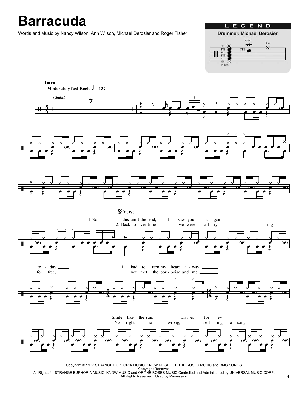 Barracuda (Drums Transcription) von Heart