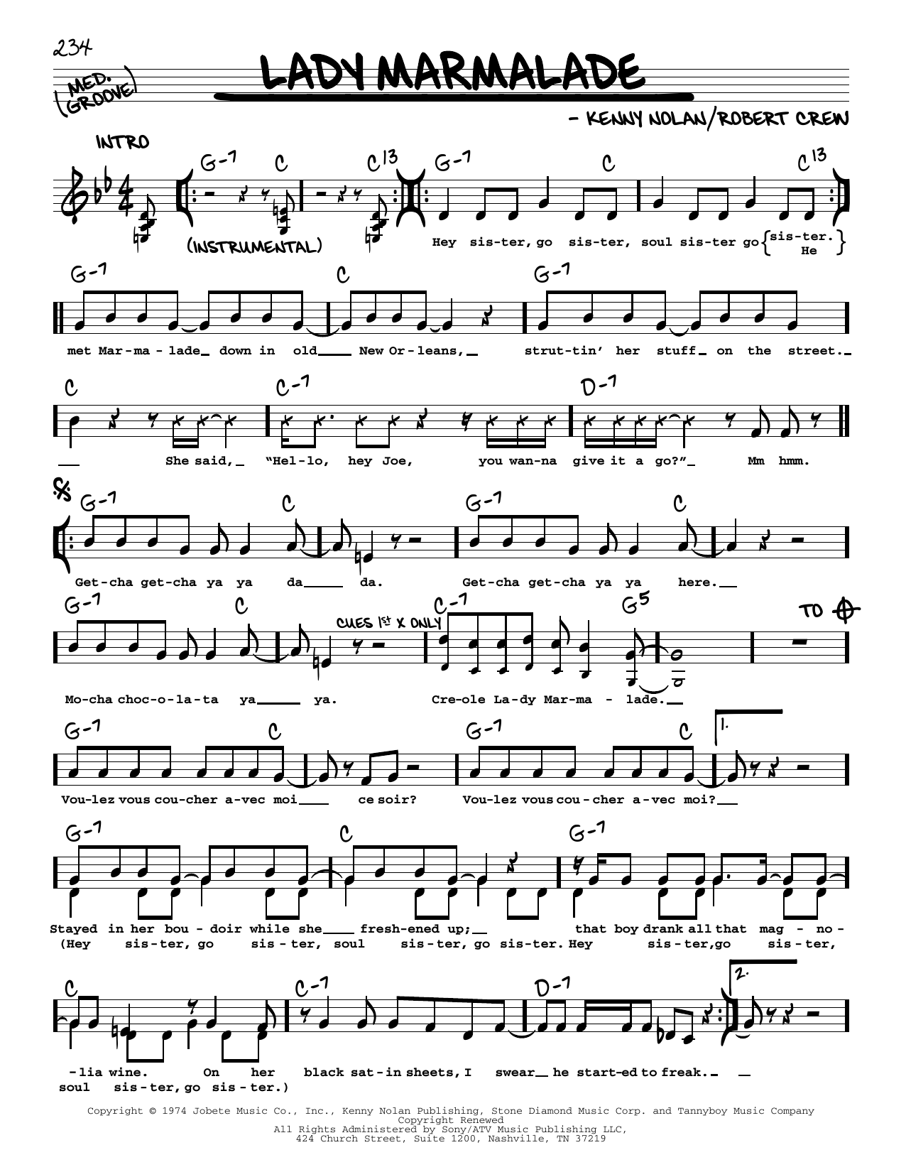Lady Marmalade (Real Book  Melody, Lyrics & Chords) von Patti LaBelle