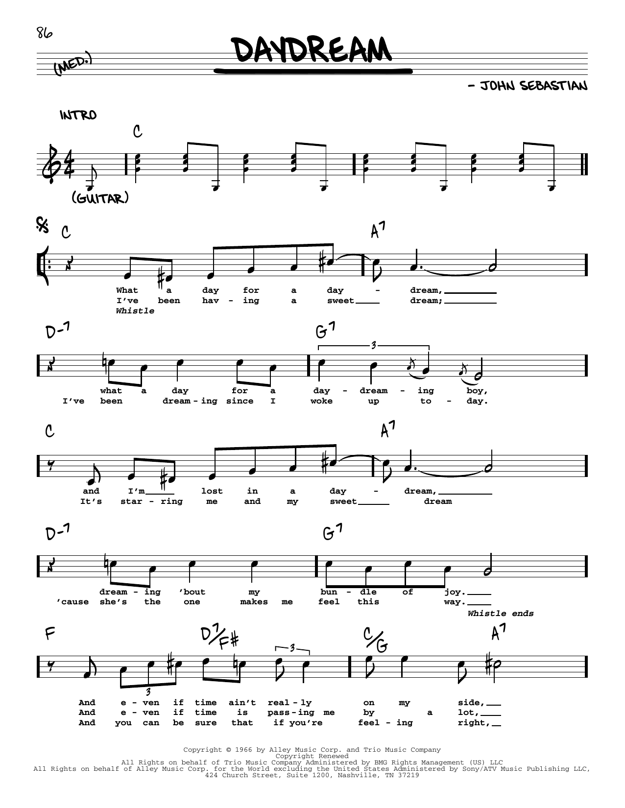 Daydream (Real Book  Melody, Lyrics & Chords) von Lovin' Spoonful