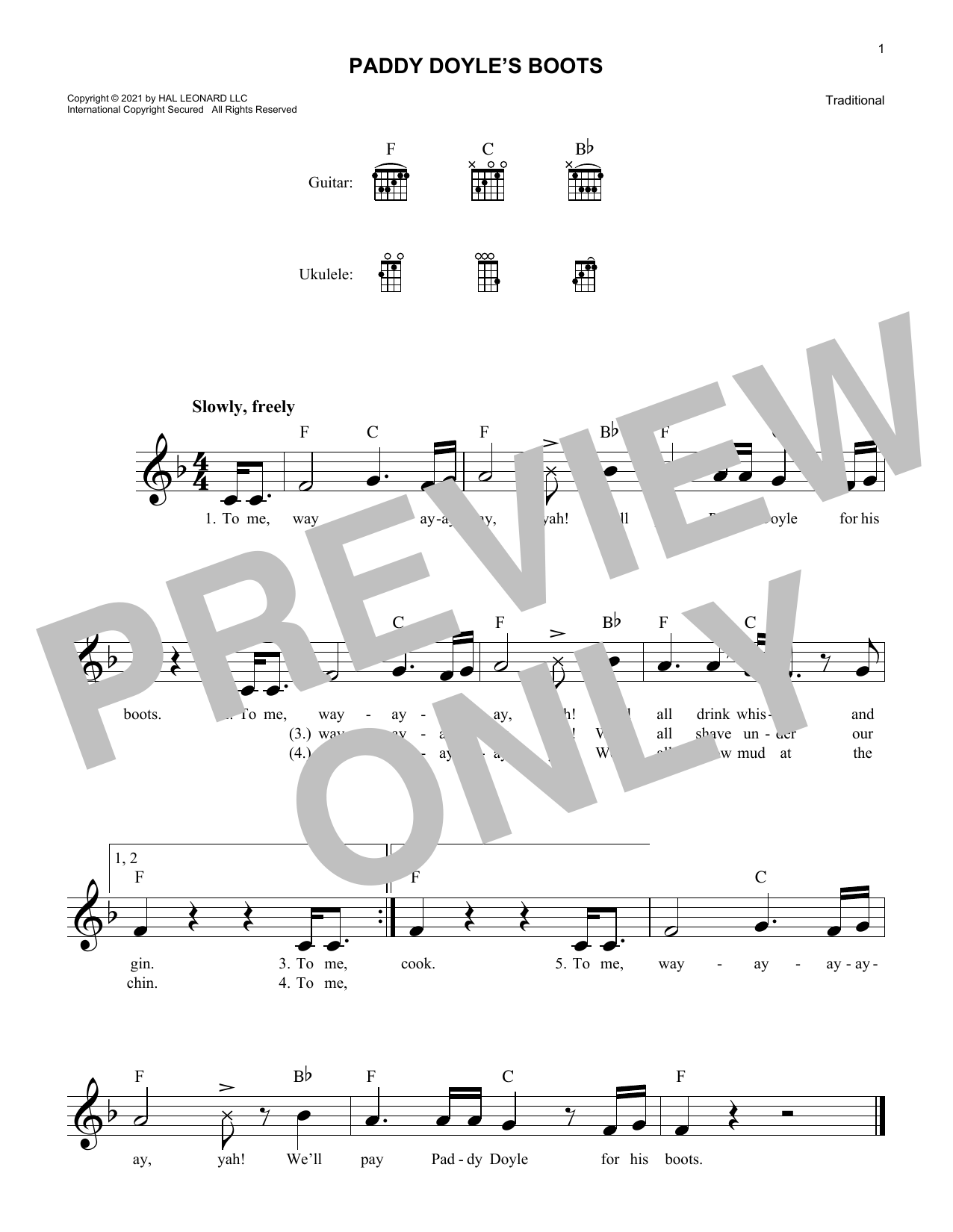 Paddy Doyle's Boots (Lead Sheet / Fake Book) von Traditional