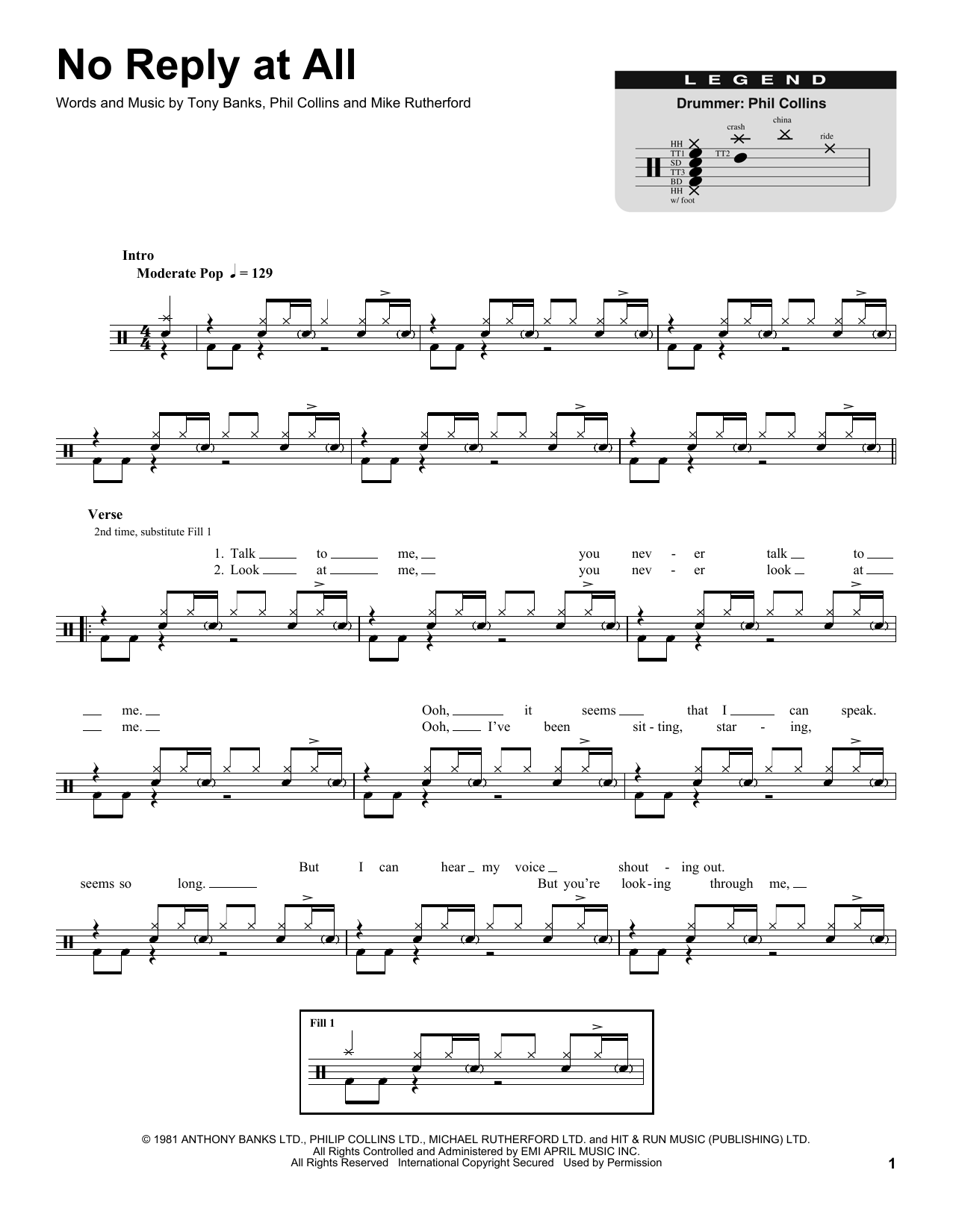 No Reply At All (Drums Transcription) von Genesis