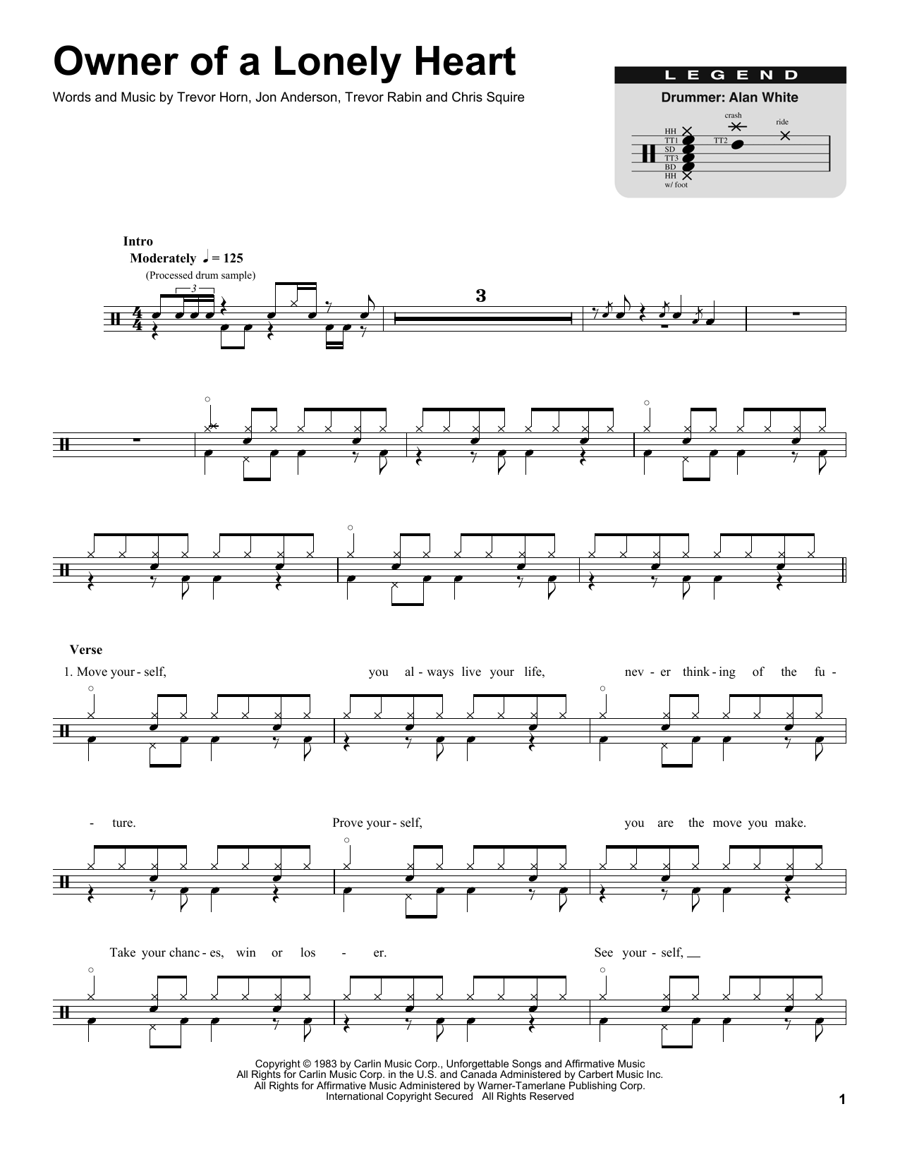 Owner Of A Lonely Heart (Drums Transcription) von Yes