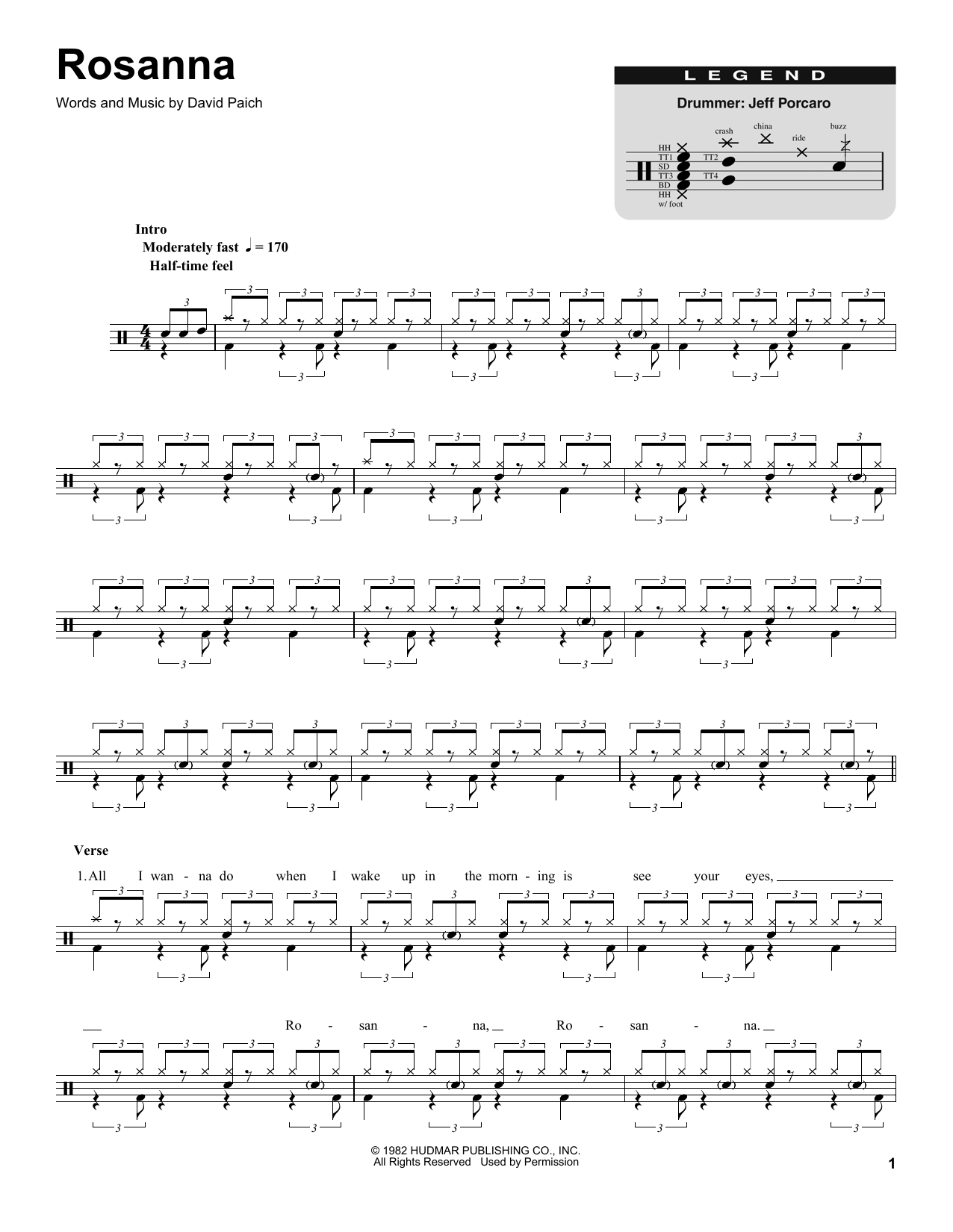 Rosanna (Drums Transcription) von Toto