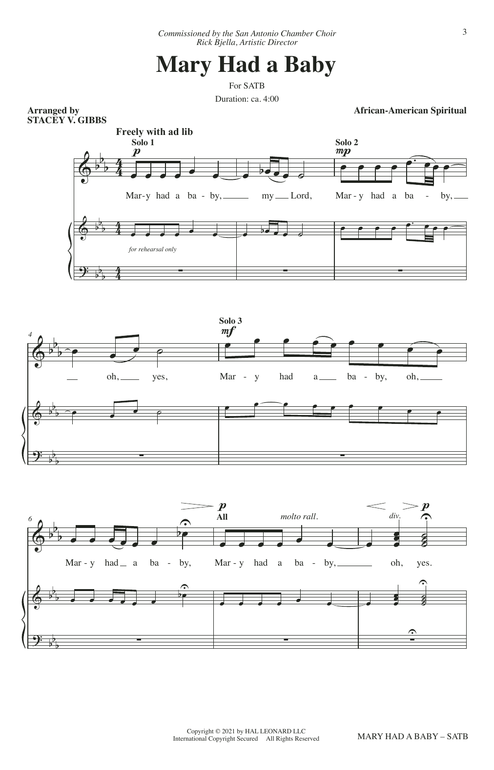 Mary Had A Baby (arr. Stacey V. Gibbs) (SATB Choir) von Traditional Spiritual